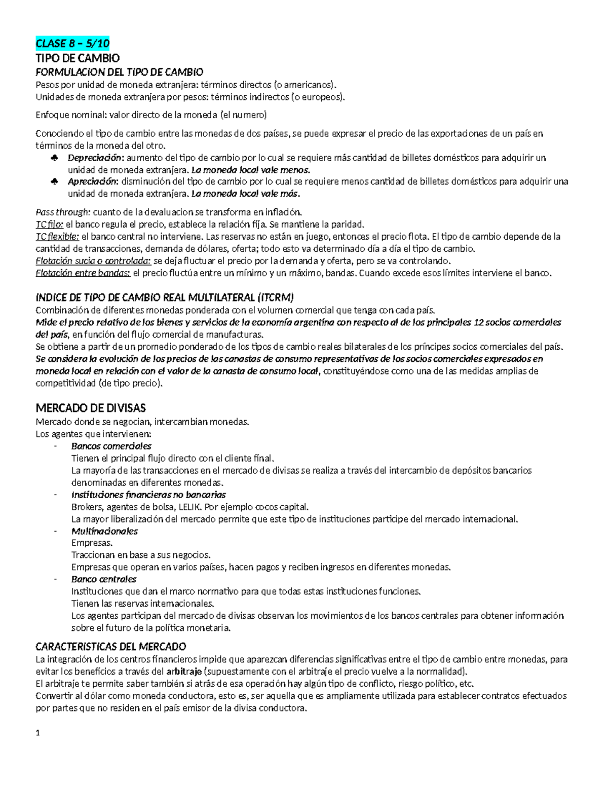 Sp economia y finanzas - CLASE 8 – 5/ TIPO DE CAMBIO FORMULACION DEL ...