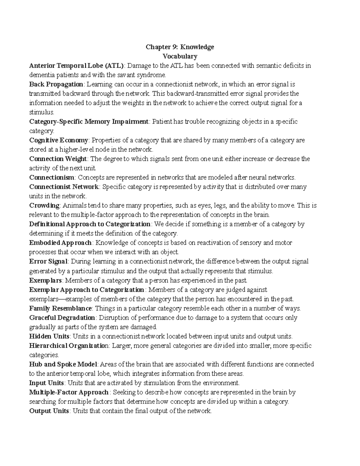 Chapter 9 Knowledge - From the textbook and lectures - Chapter 9 ...