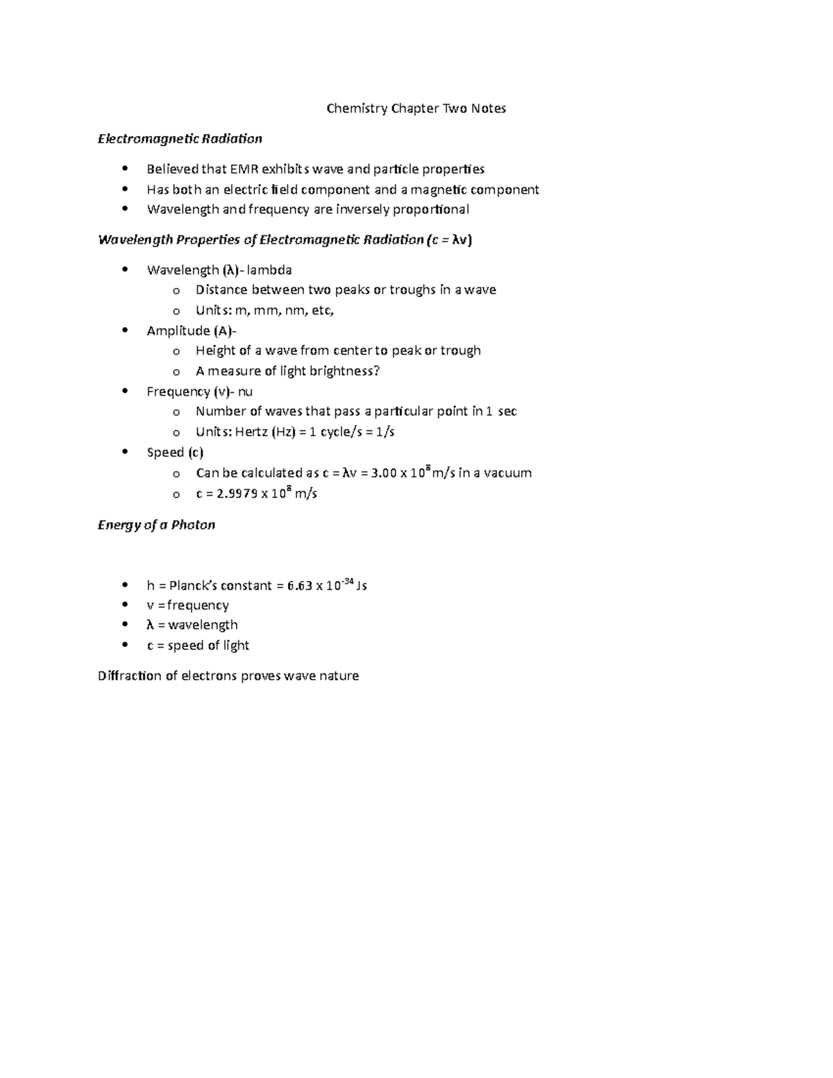 Chemistry Chapter Two Test Review Notes - Chemistry Chapter Two Notes ...