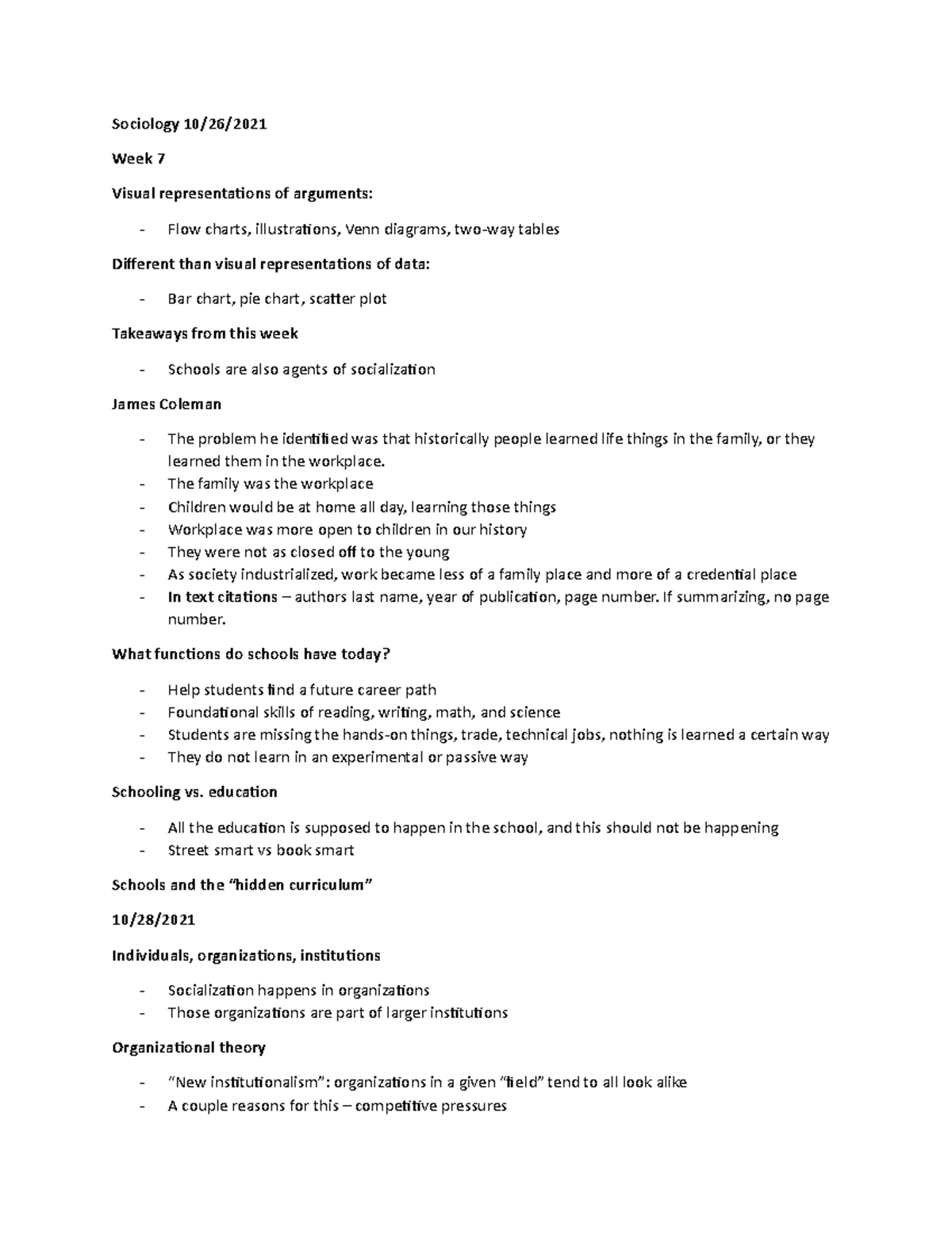 Sociology week 7 - Lecture notes 11-12 - Sociology 10/26/ Week 7 Visual ...