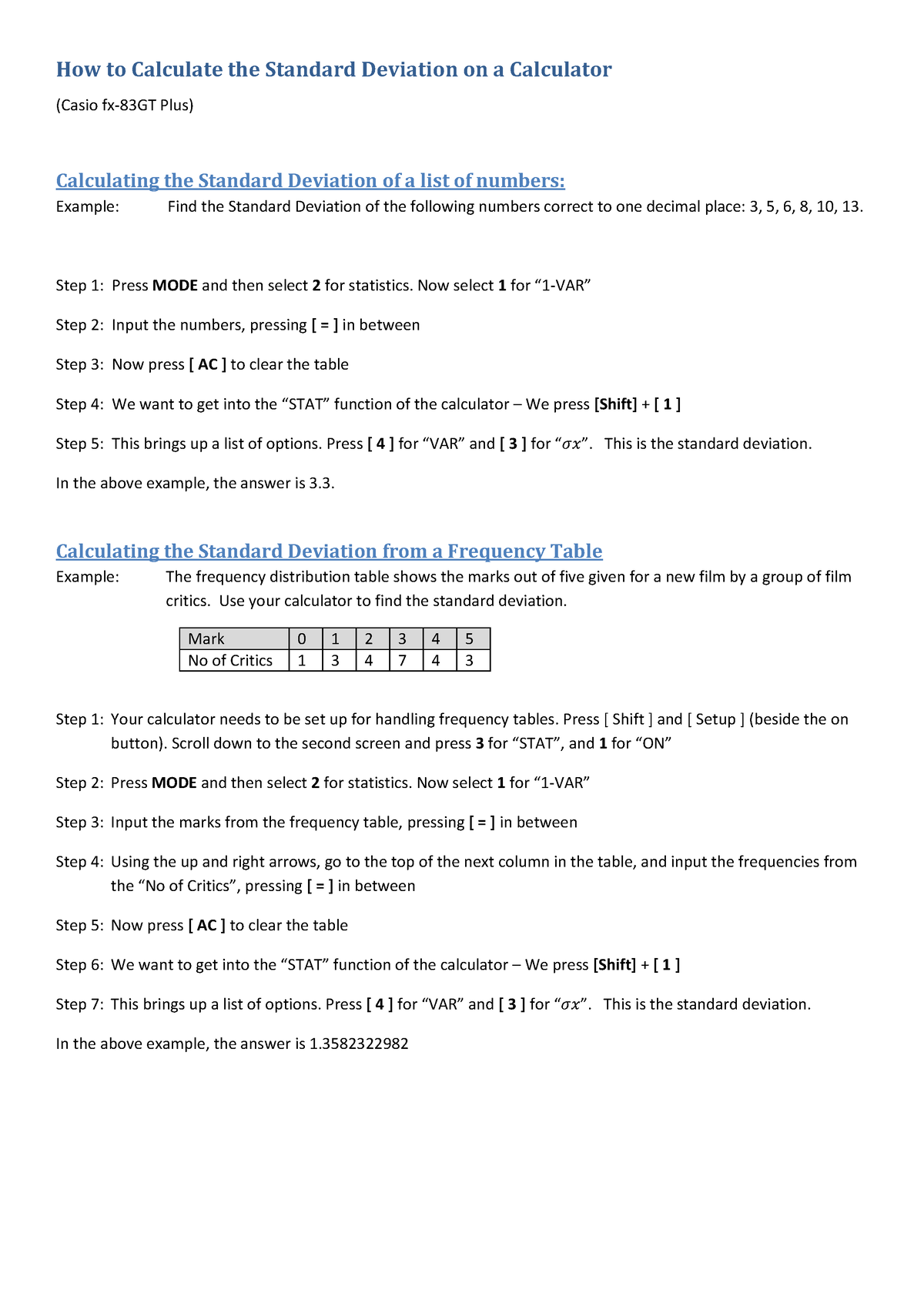 How To Calculate The Standard Deviation On A Calculator - How To ...