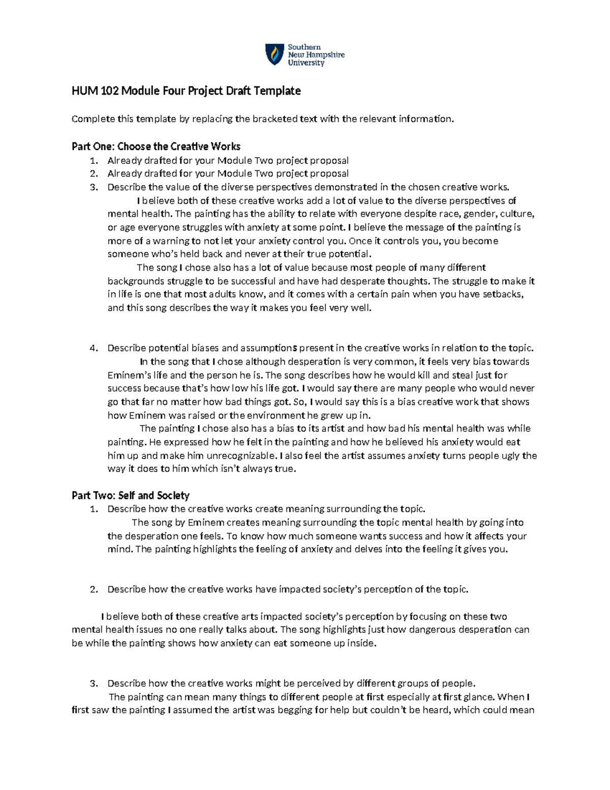 Four Hum 102 - Module 4 - HUM 102 Module Four Project Draft Template ...