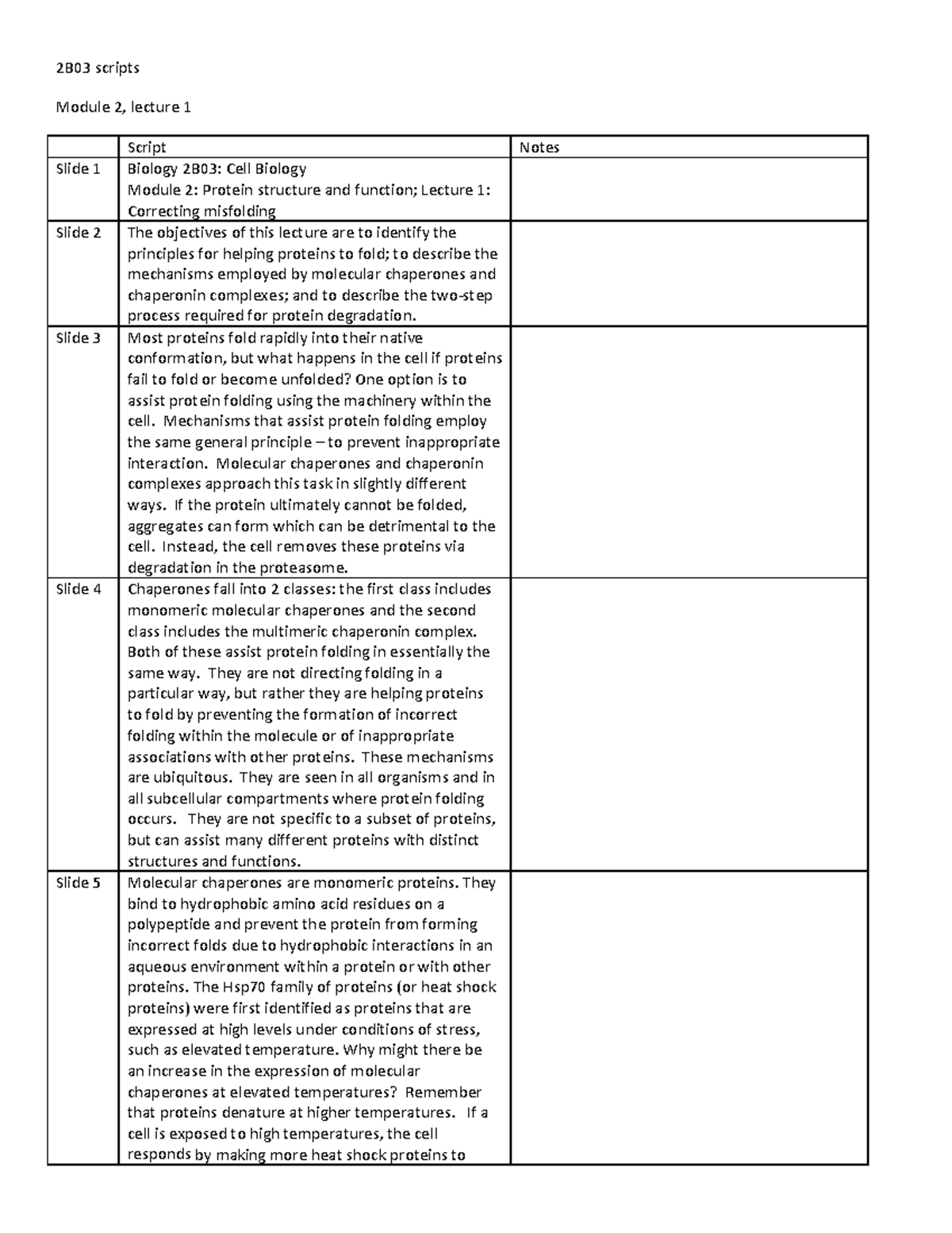 Bio 2B03 Module 2 Lecture 1 Script - 2B03 Scripts Module 2, Lecture 1 ...