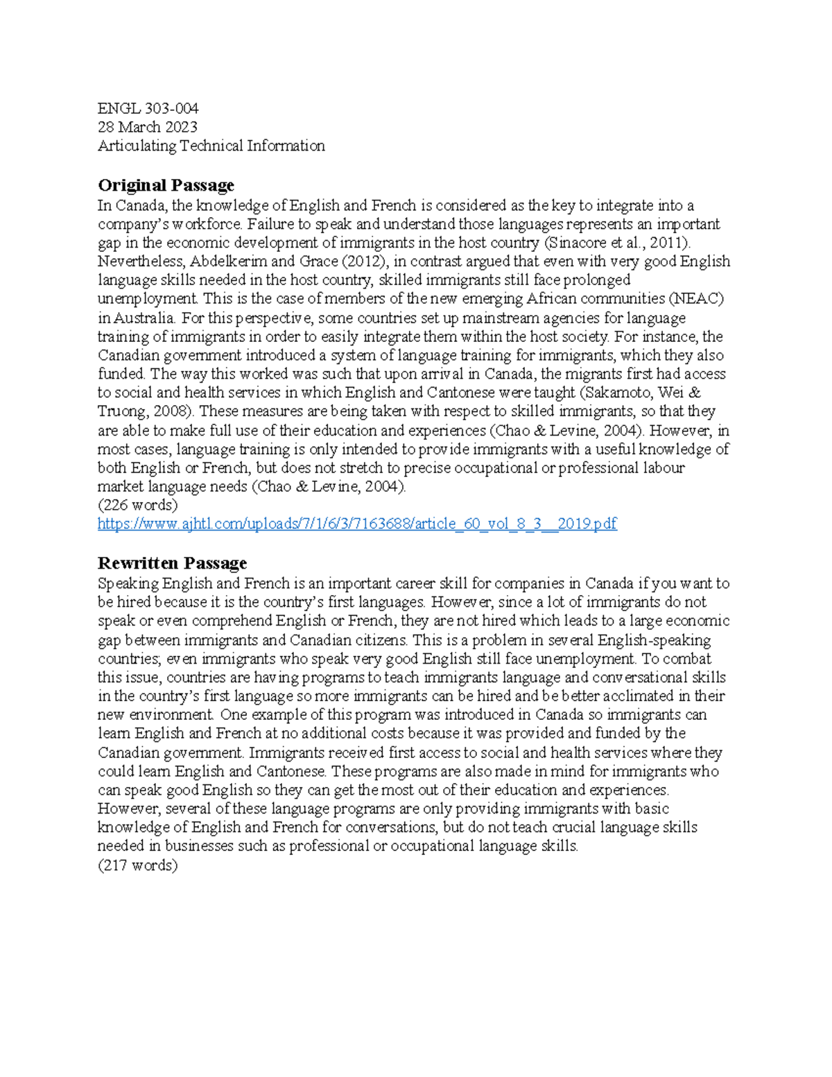 Articulate Communication ENGL 303 28 March 2023 Articulating