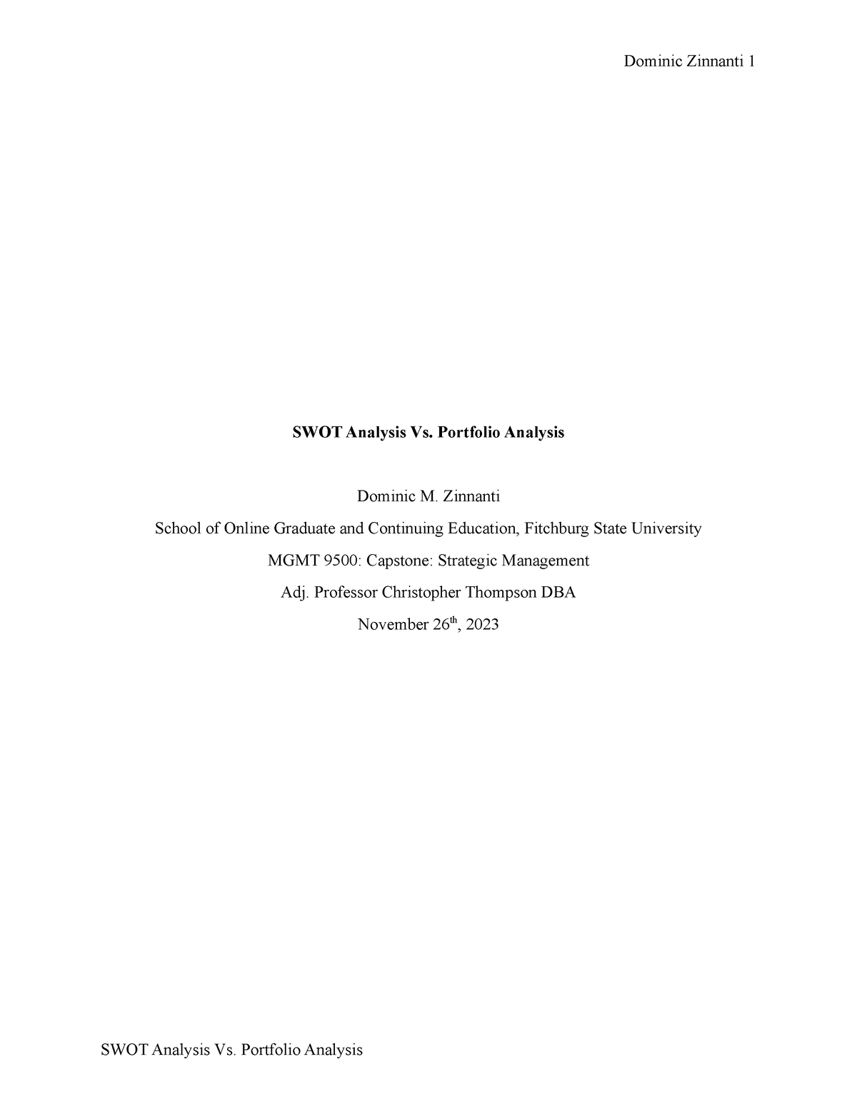 Swot Analysis Vs Portfolio Analysis Swot Analysis Vs Portfolio