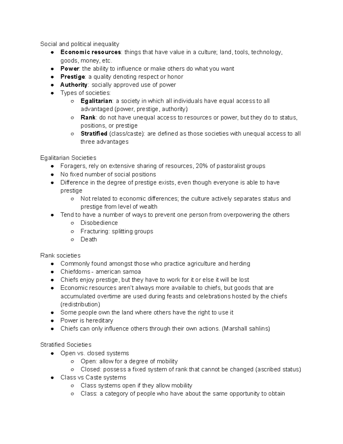 Social Stratification and Political Organization - Social and political ...