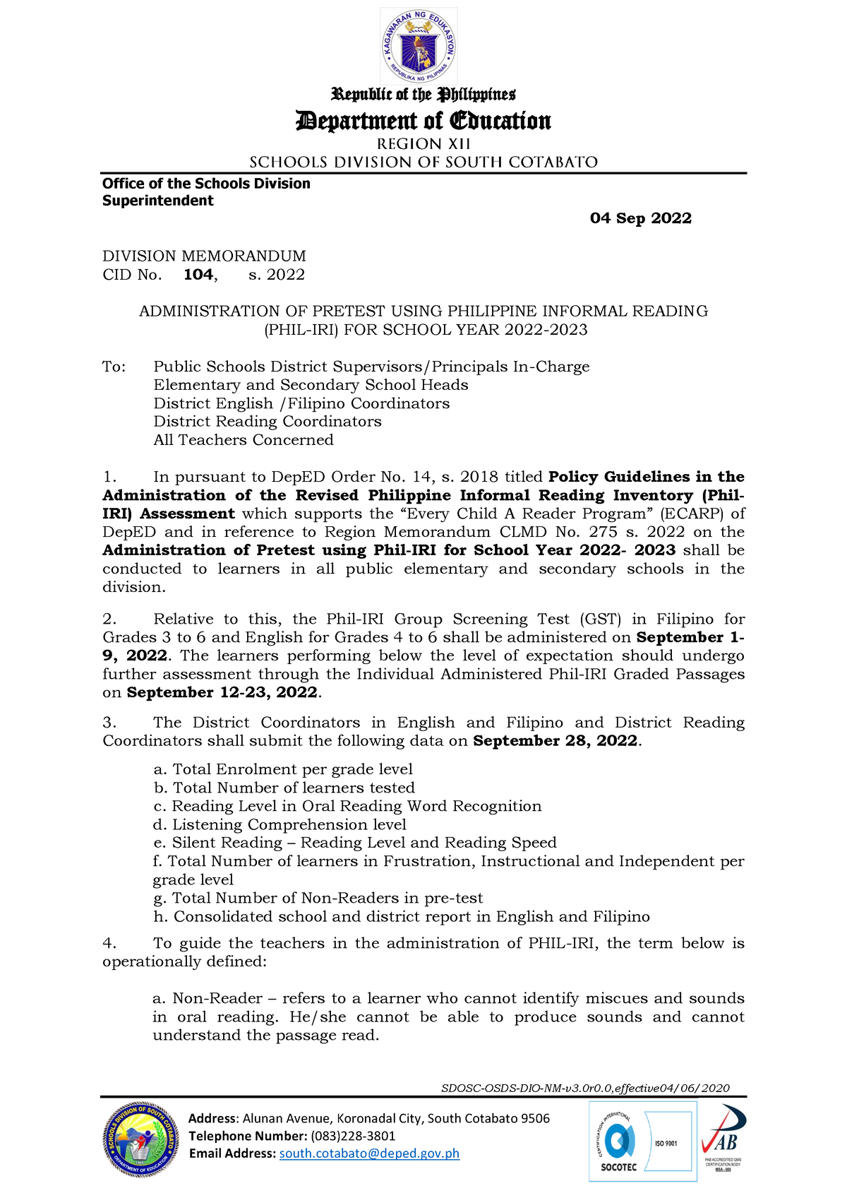 DM-CID-No - Everything - Republic of the Philippines Department of ...