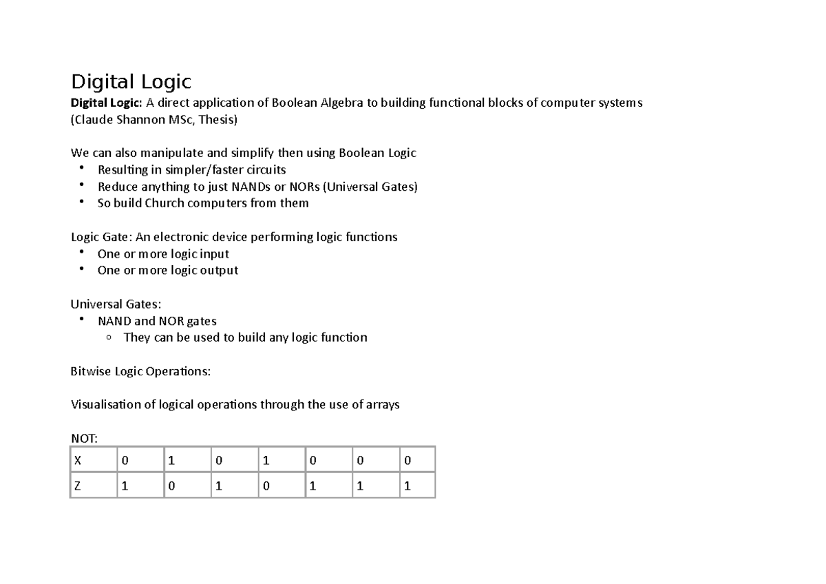Digital Logic inside Computers - Digital Logic Digital Logic: A direct ...
