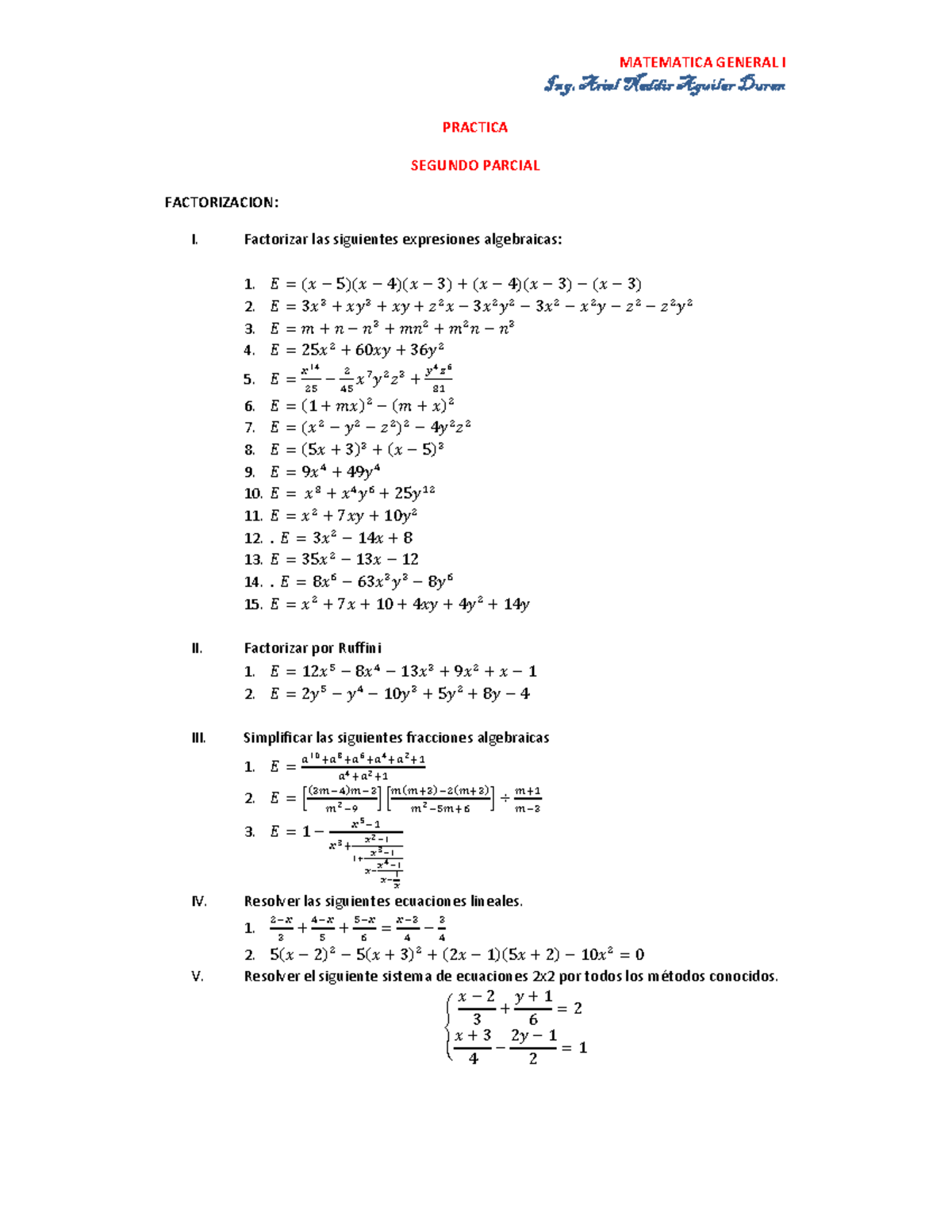 Practica 2p - MATEMATICA GENERAL I Ing. Ariel Naddir Aguilar Duran ...