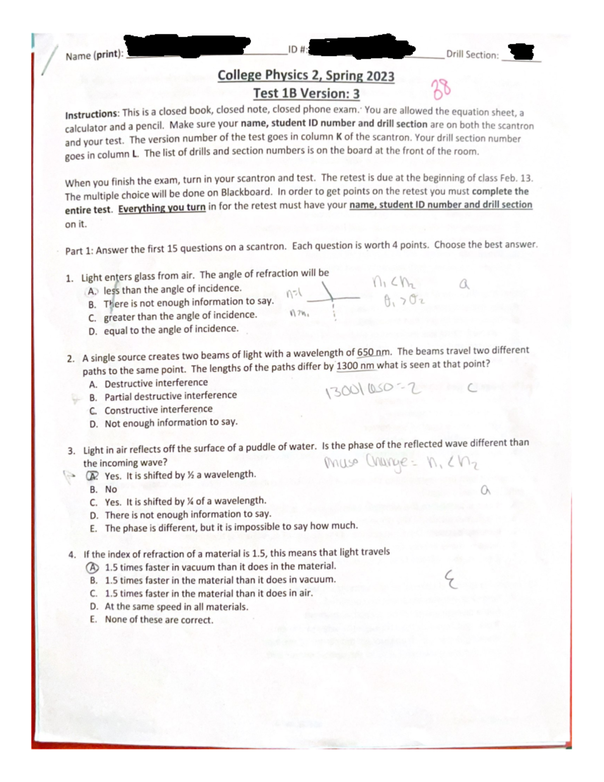 Exam 1 copy - Exam questions for unit one material - PHYS 2033 - Studocu