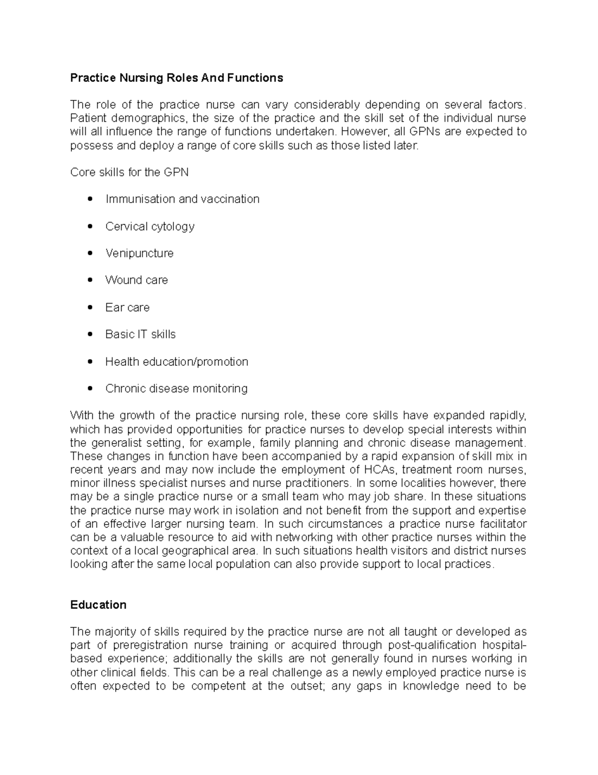 Practice Nursing Roles And Functions - Patient demographics, the size ...