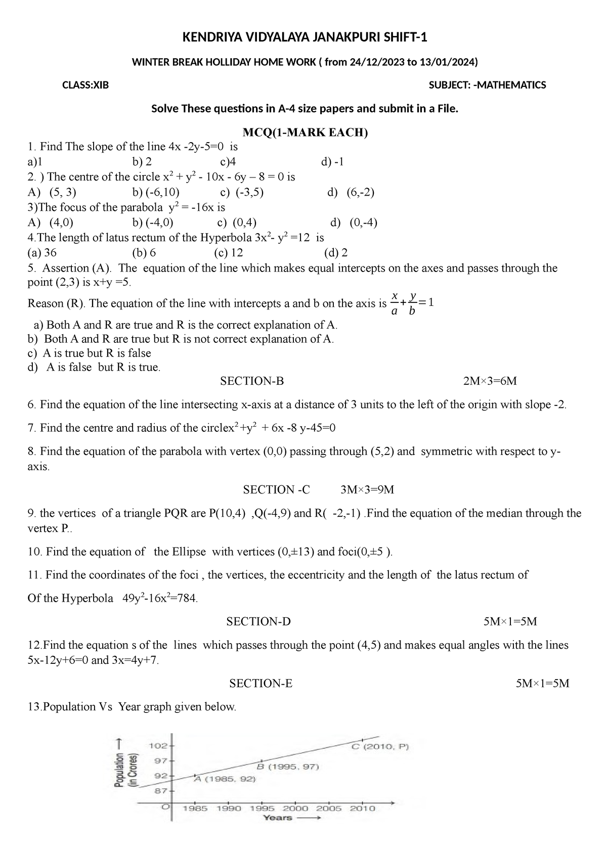 kendriya vidyalaya winter holiday homework 2020 21