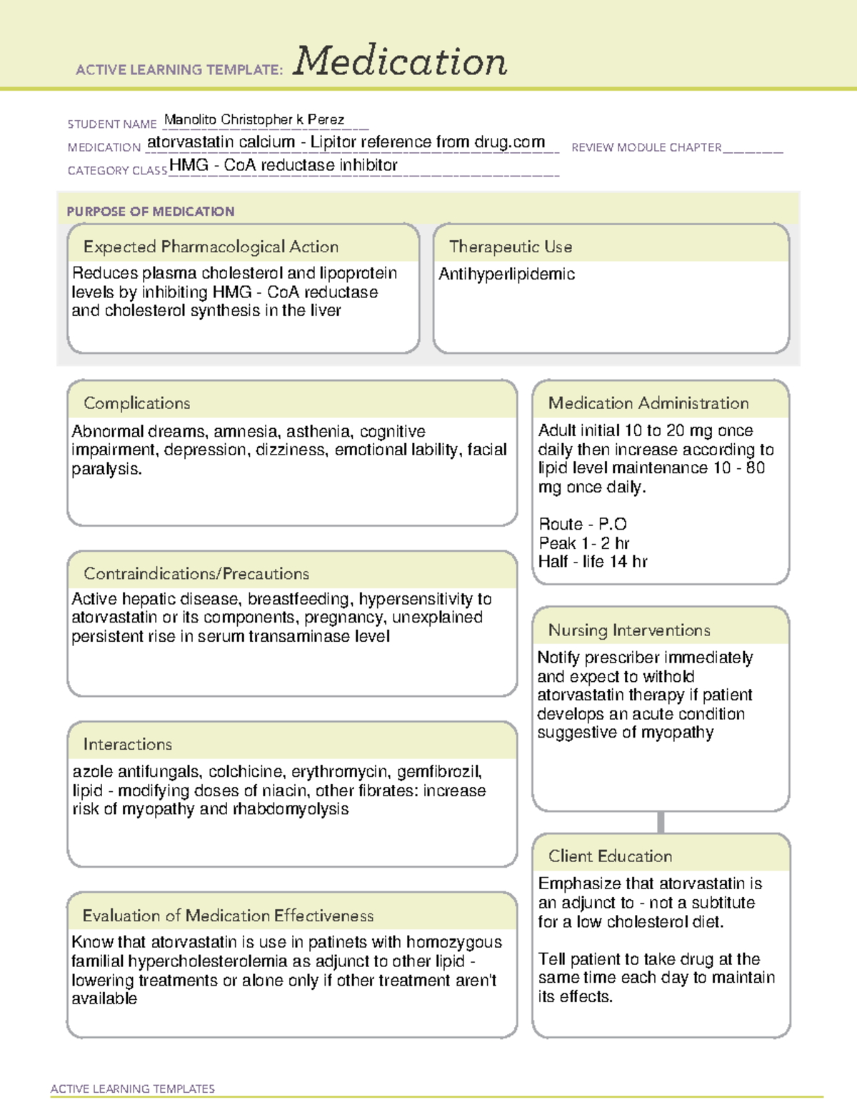 Medication blank 3 - clinical 3 - ACTIVE LEARNING TEMPLATES Medication ...