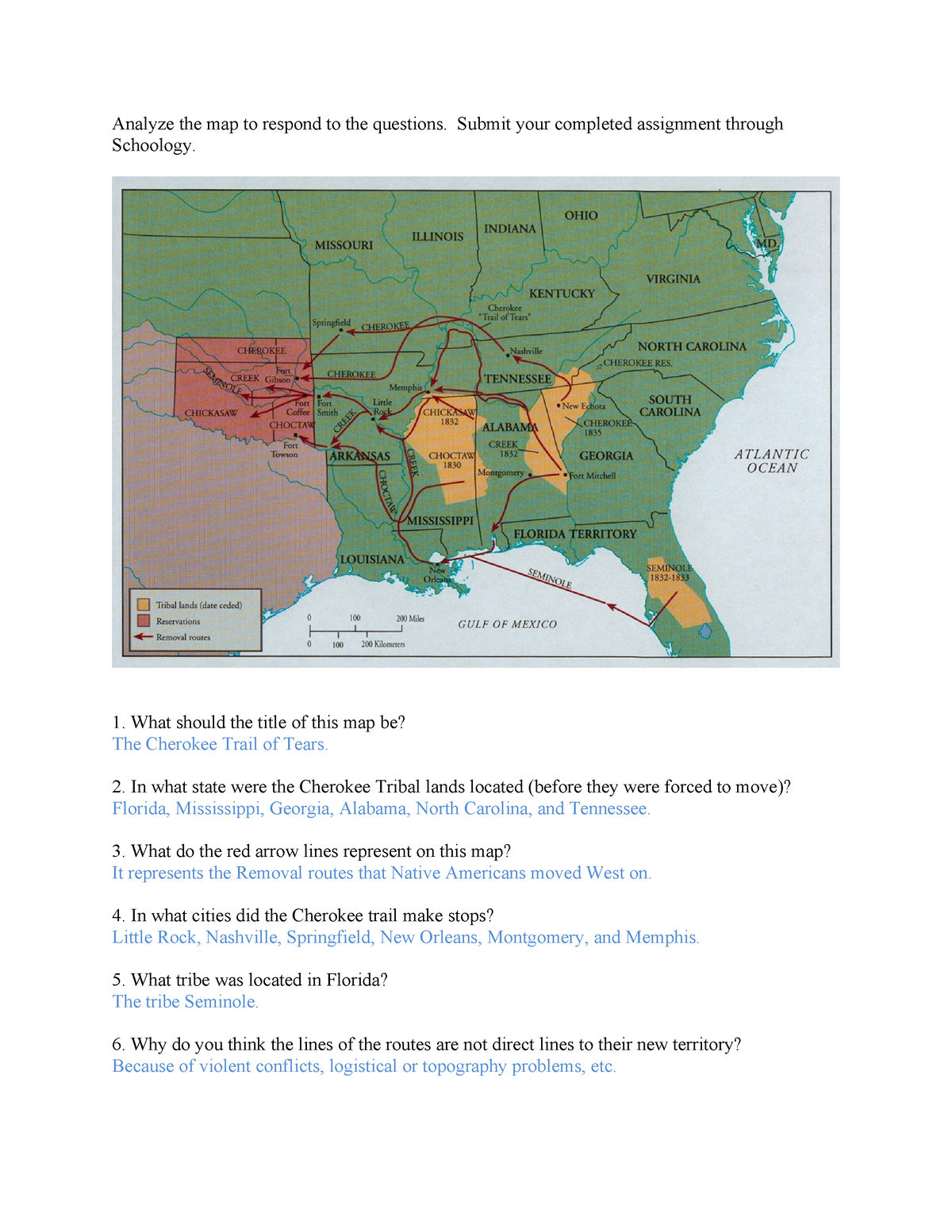 Map Activity - akdnkdnda - Analyze the map to respond to the questions ...