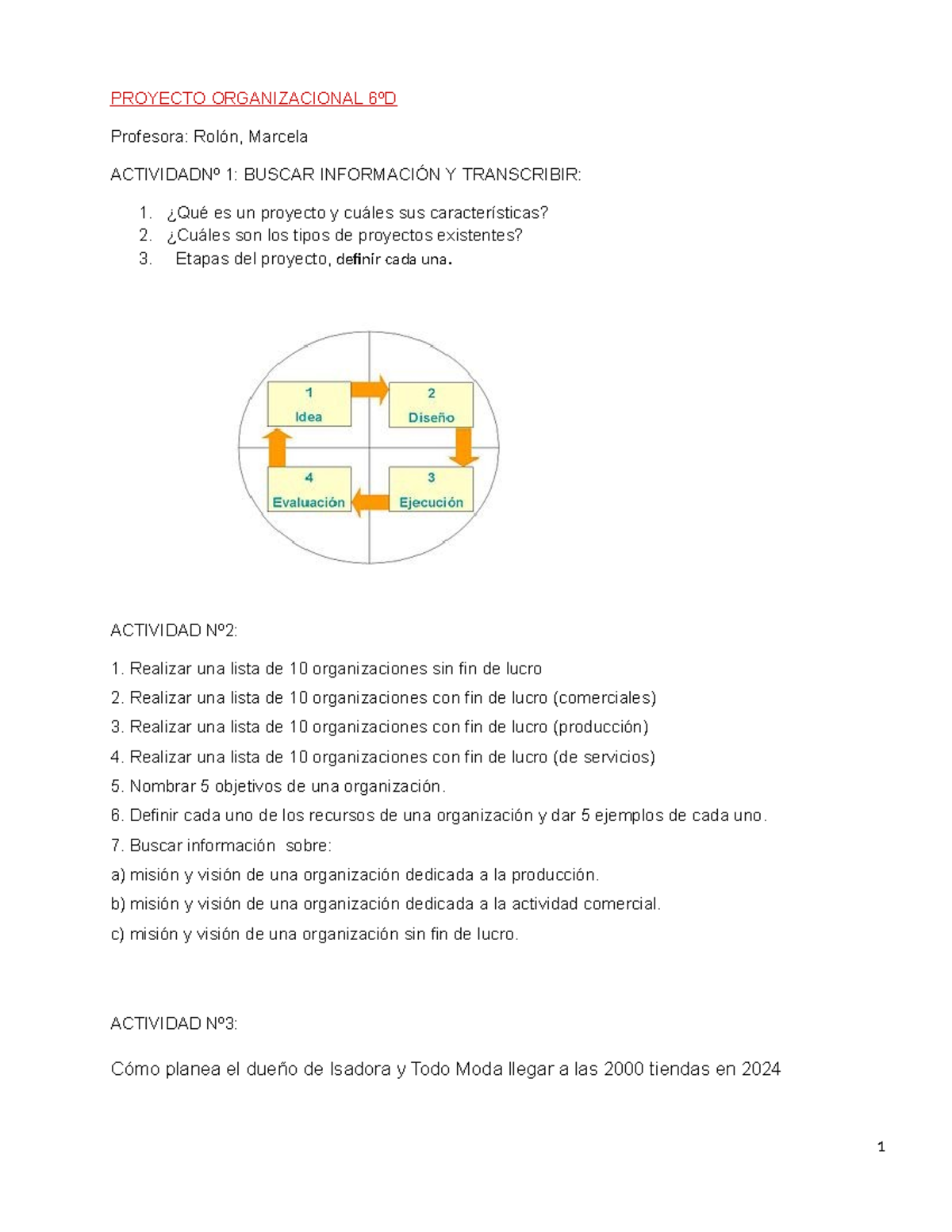 Proyecto Organizacional 6ºD TP Continuidad Pedagógica - PROYECTO ...