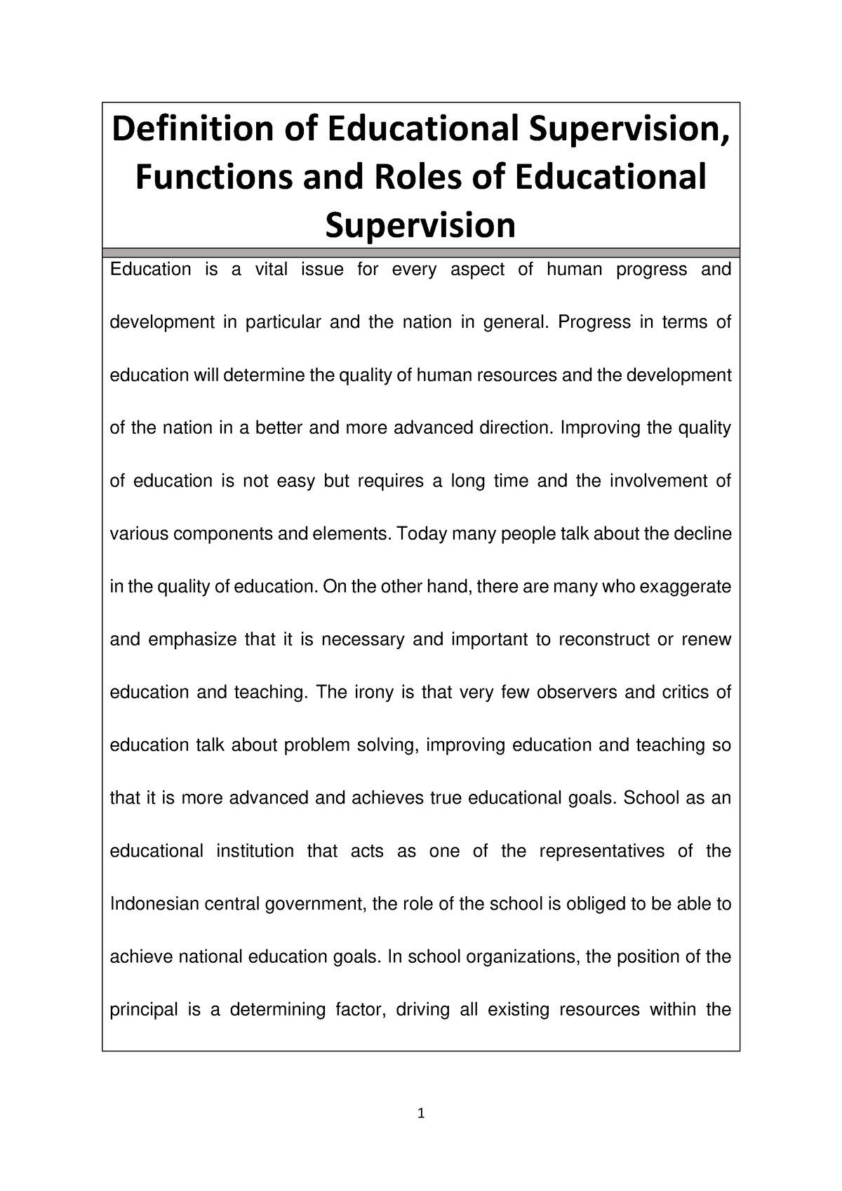 educational supervision thesis