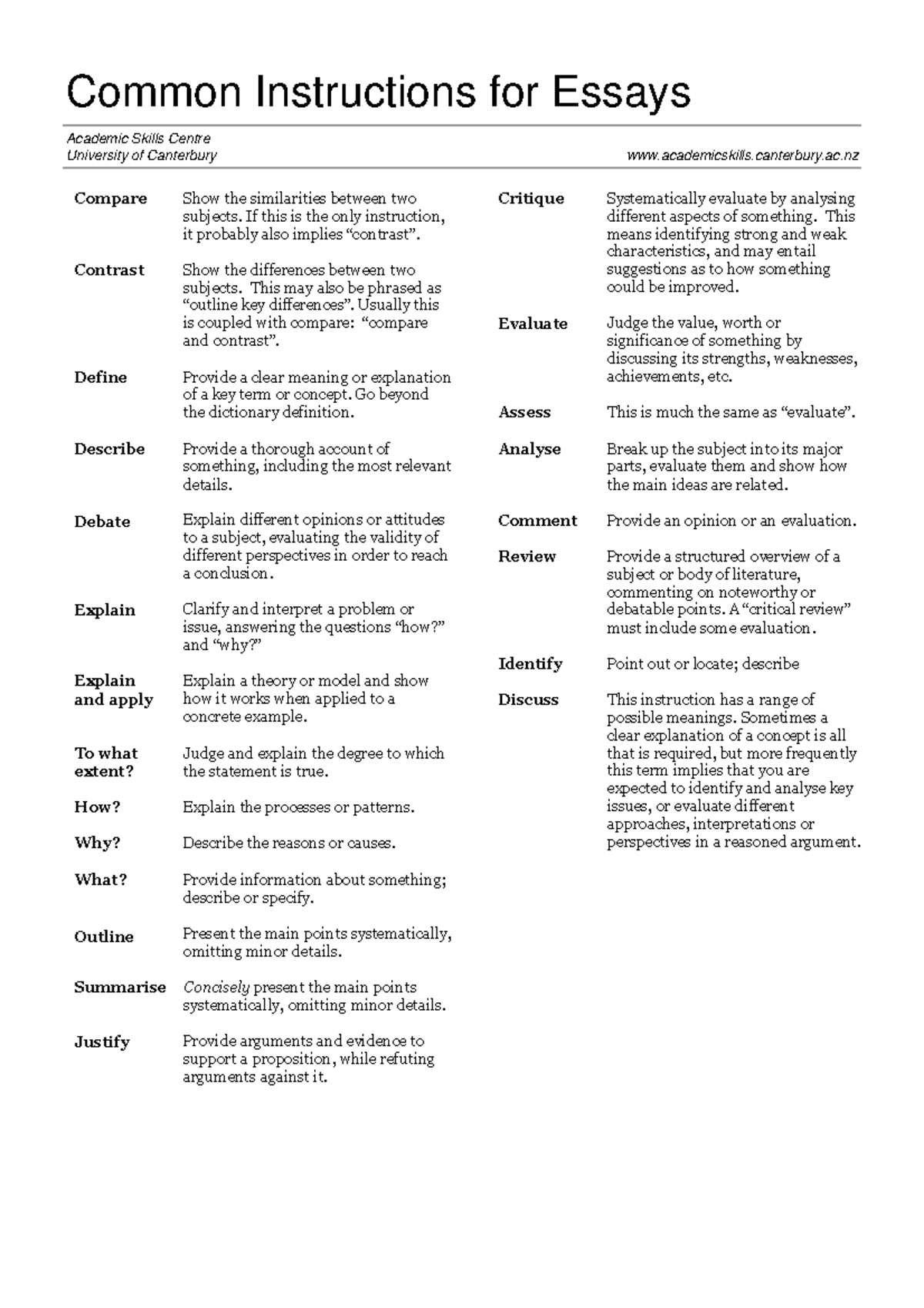 TUT A WK2 - tut notes - Common Instructions for Essays Academic Skills ...