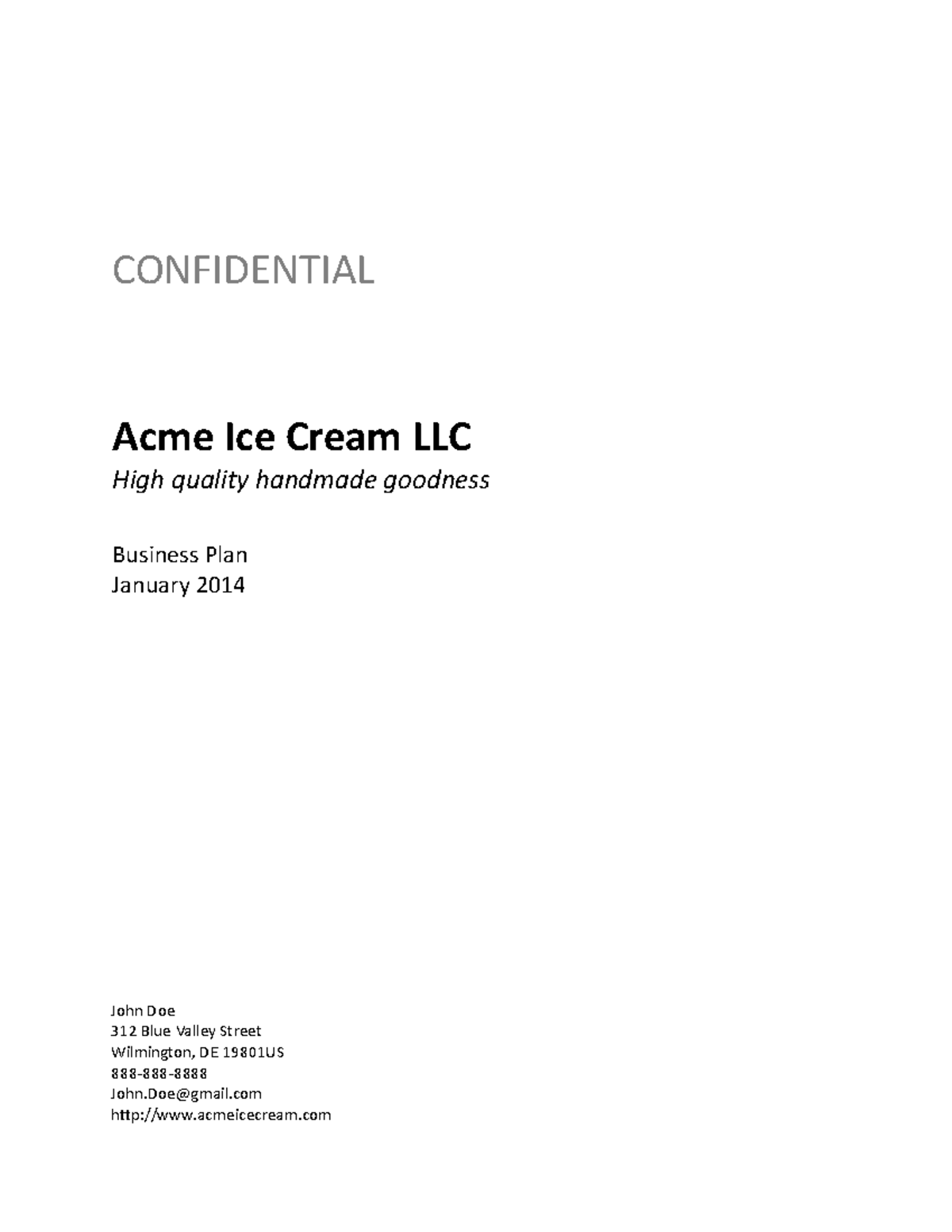 green-minded-bplan-business-plan-confidential-acme-ice-cream-llc