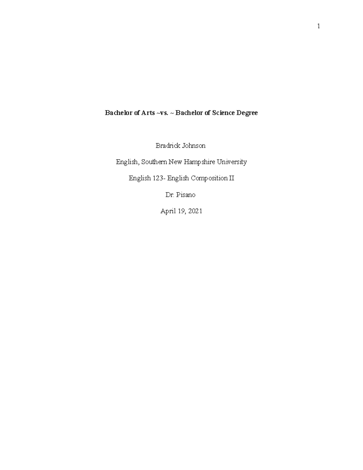 Bachelor of Arts- Research Paper - Bachelor of Arts ~vs. ~ Bachelor of ...