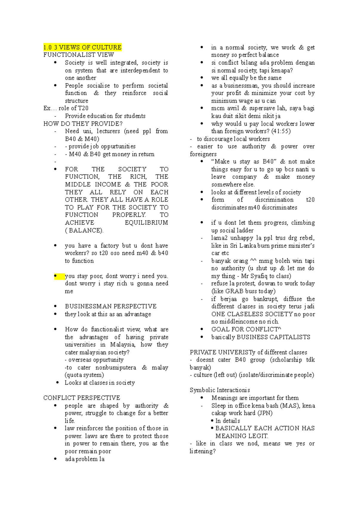 CAP Notes 1 3 VIEWS OF CULTURE FUNCTIONALIST VIEW Society is well
