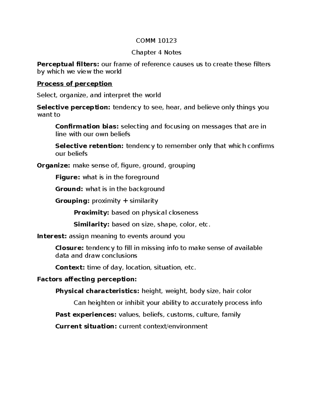 Chapter 4 Notes - TCU Forsythe - Speech Class (Pre-Req For Neeley ...