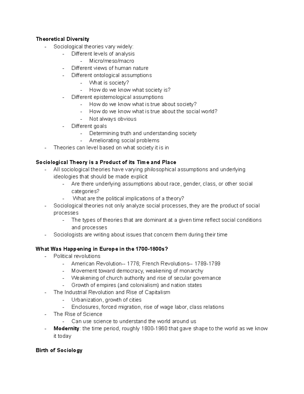 Sociological Theory Introduction - Theoretical Diversity - Sociological ...