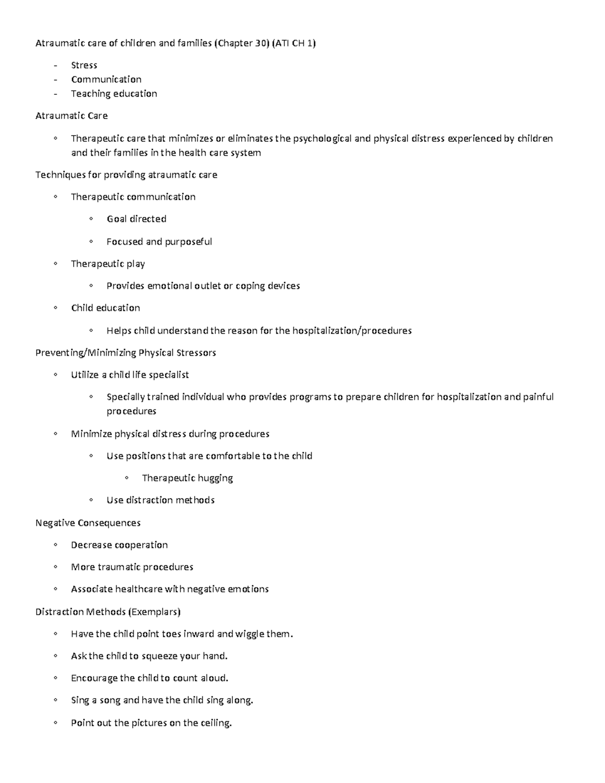 PEDS chapter 30 - Vaughn - Atraumatic care of children and families ...