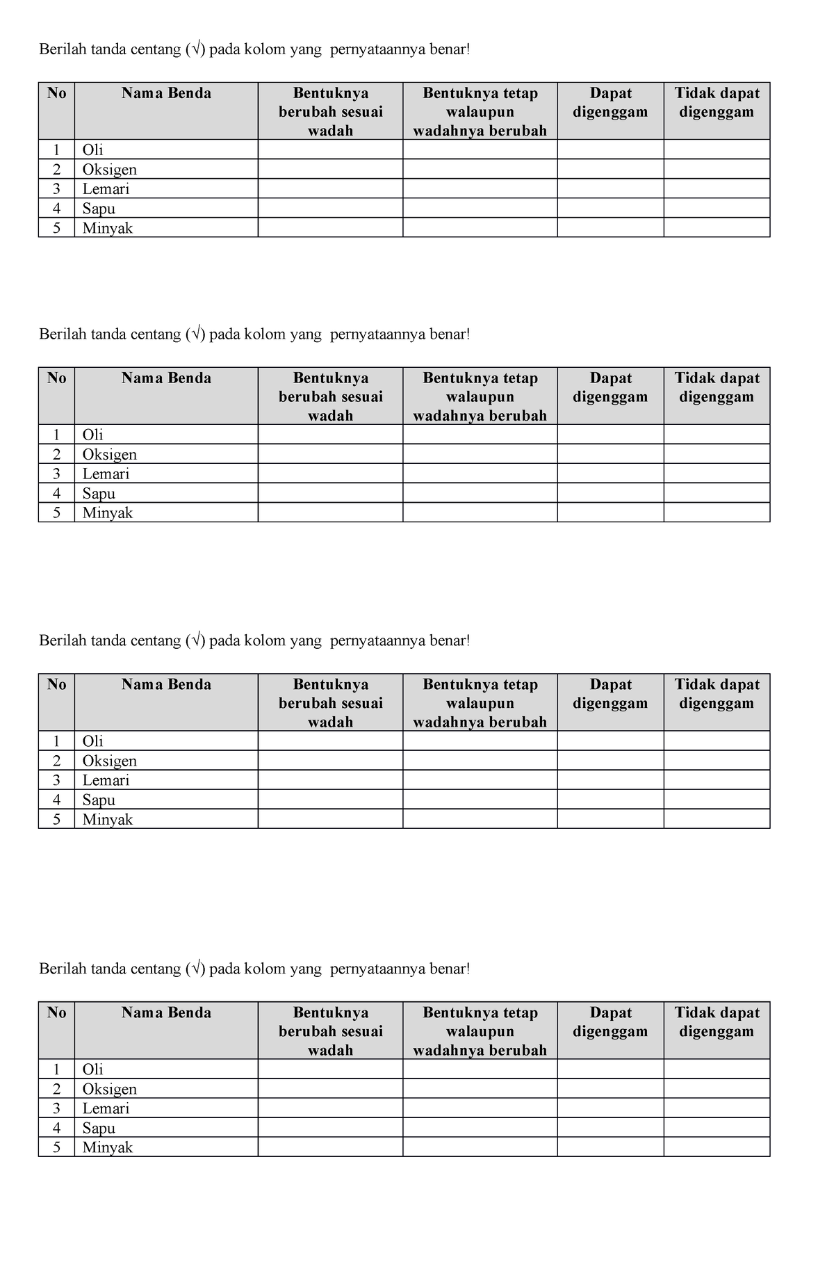 Tugas Microteaching - Www - Berilah Tanda Centang (√) Pada Kolom Yang ...