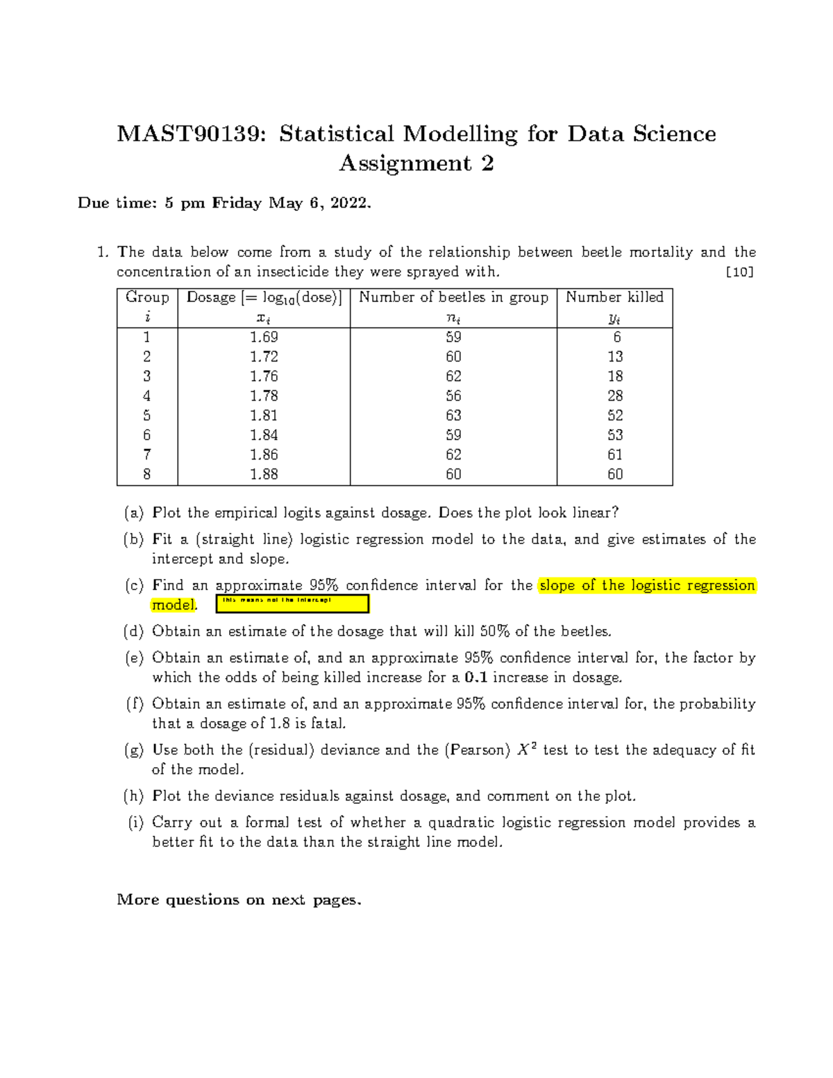 STATISTICAL MODELLING FOR DATA SCIENCE MAST90139 visual data 8