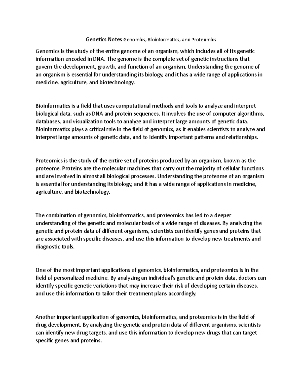 Notes Genomic 1 The genome is the complete set of