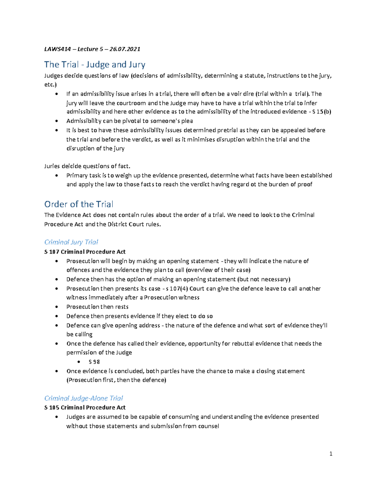 Lec 5 - Lecture notes for this paper. very helpful - 1 LAWS414 ...