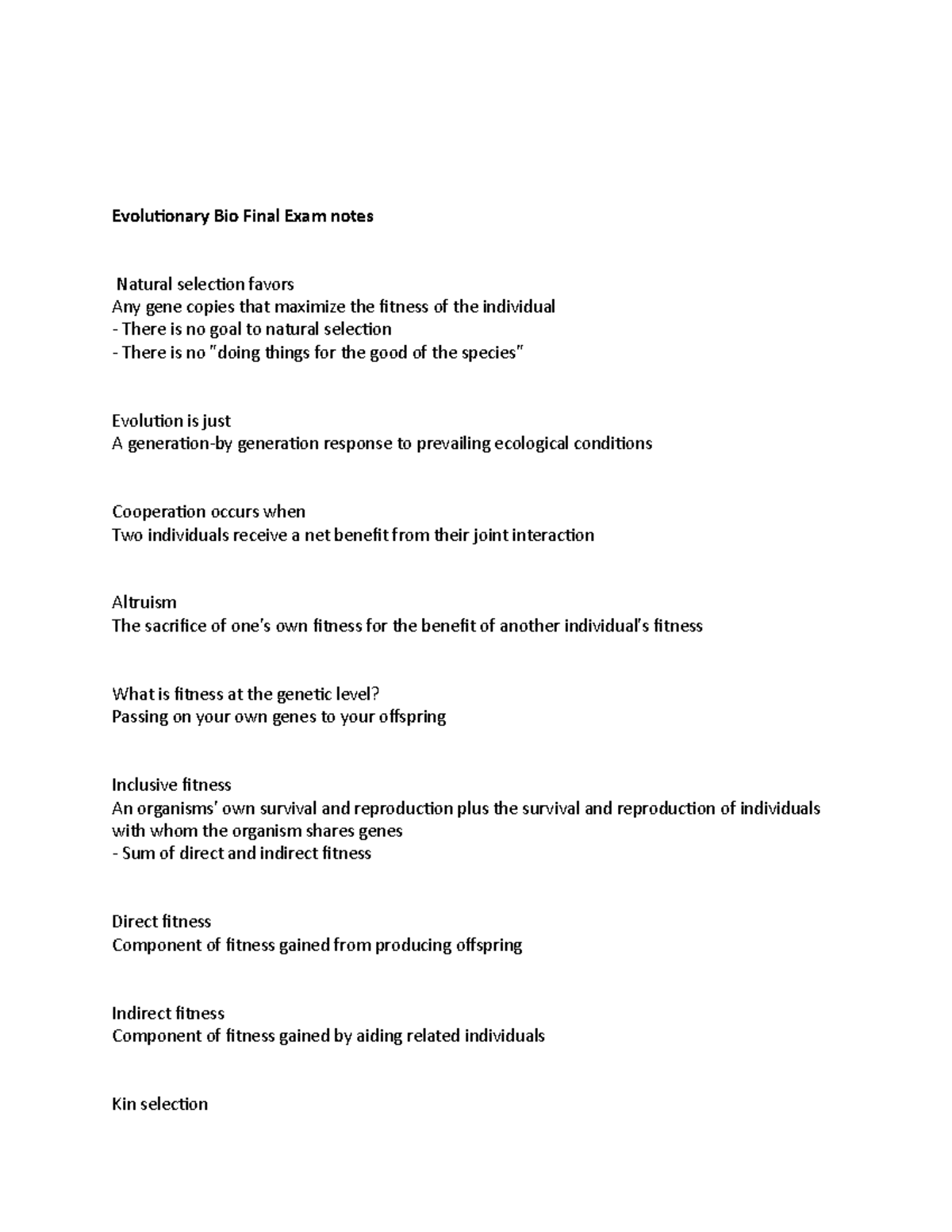 Evolutionary Bio Final Exam notes - Evolutionary Bio Final Exam notes ...
