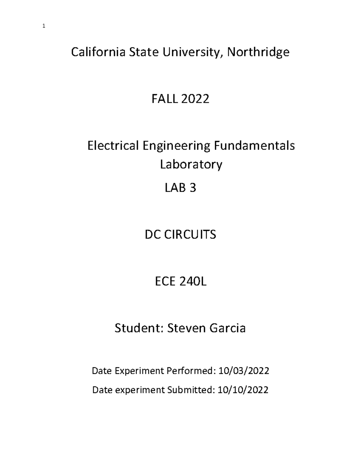 LAB 3 steven - LAB 3 - California State University, Northridge FALL ...