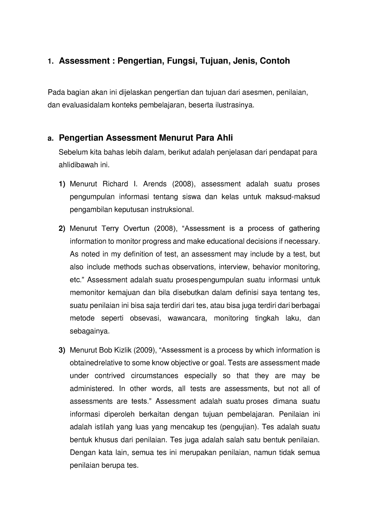 Assessment Pengertian Fungsi Tujuan 1 Assessment Pengertian Fungsi Tujuan Jenis 5973