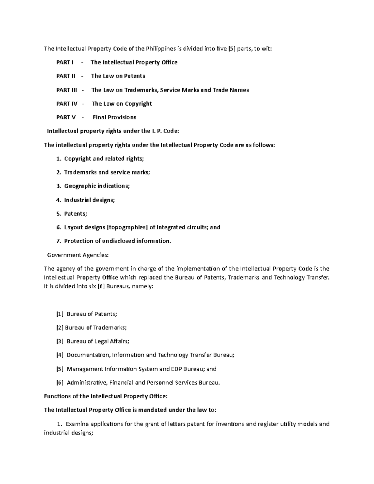 RA 8293 intellectual property The Intellectual Property Code of the