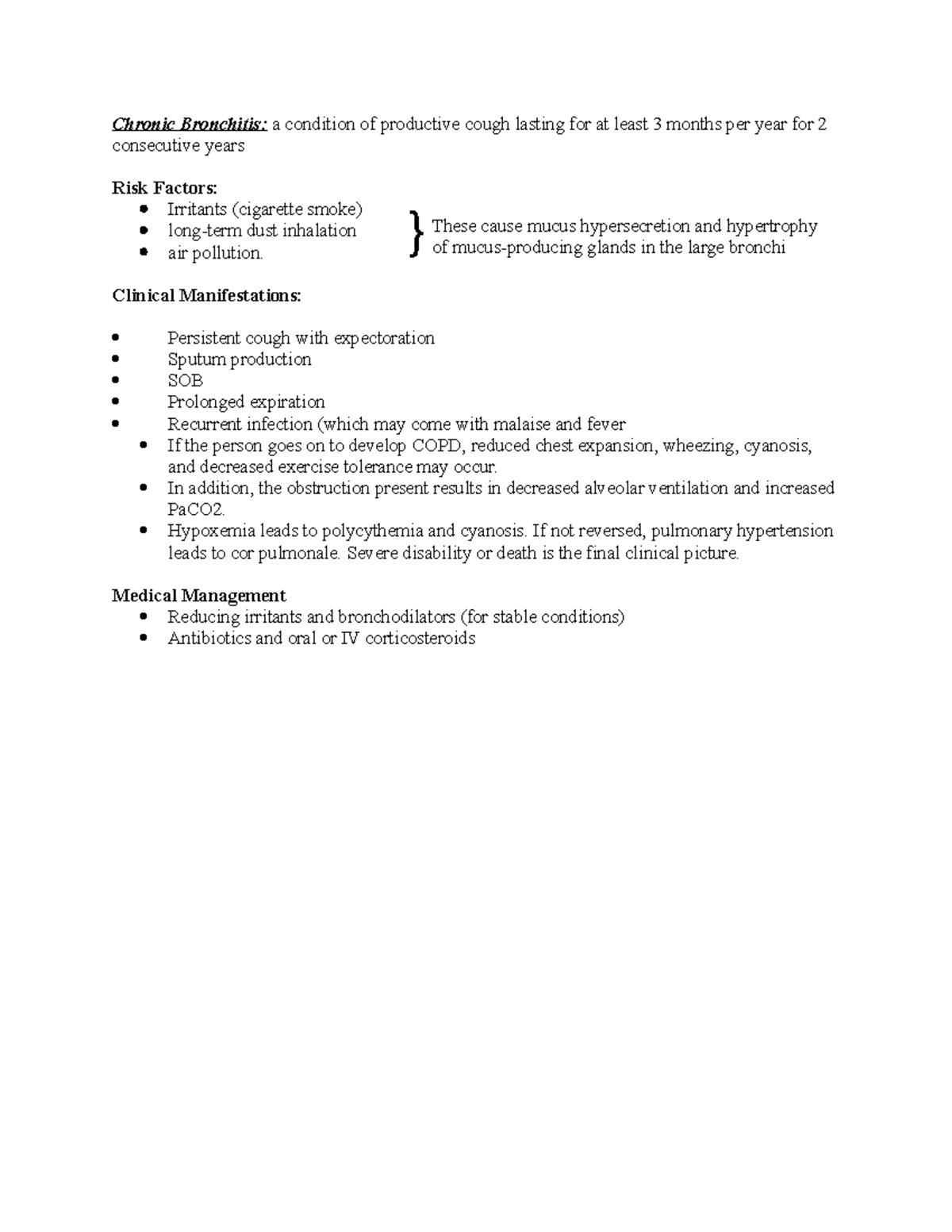 Chronic Bronchitis - Clinical Manifestations: Persistent cough with ...