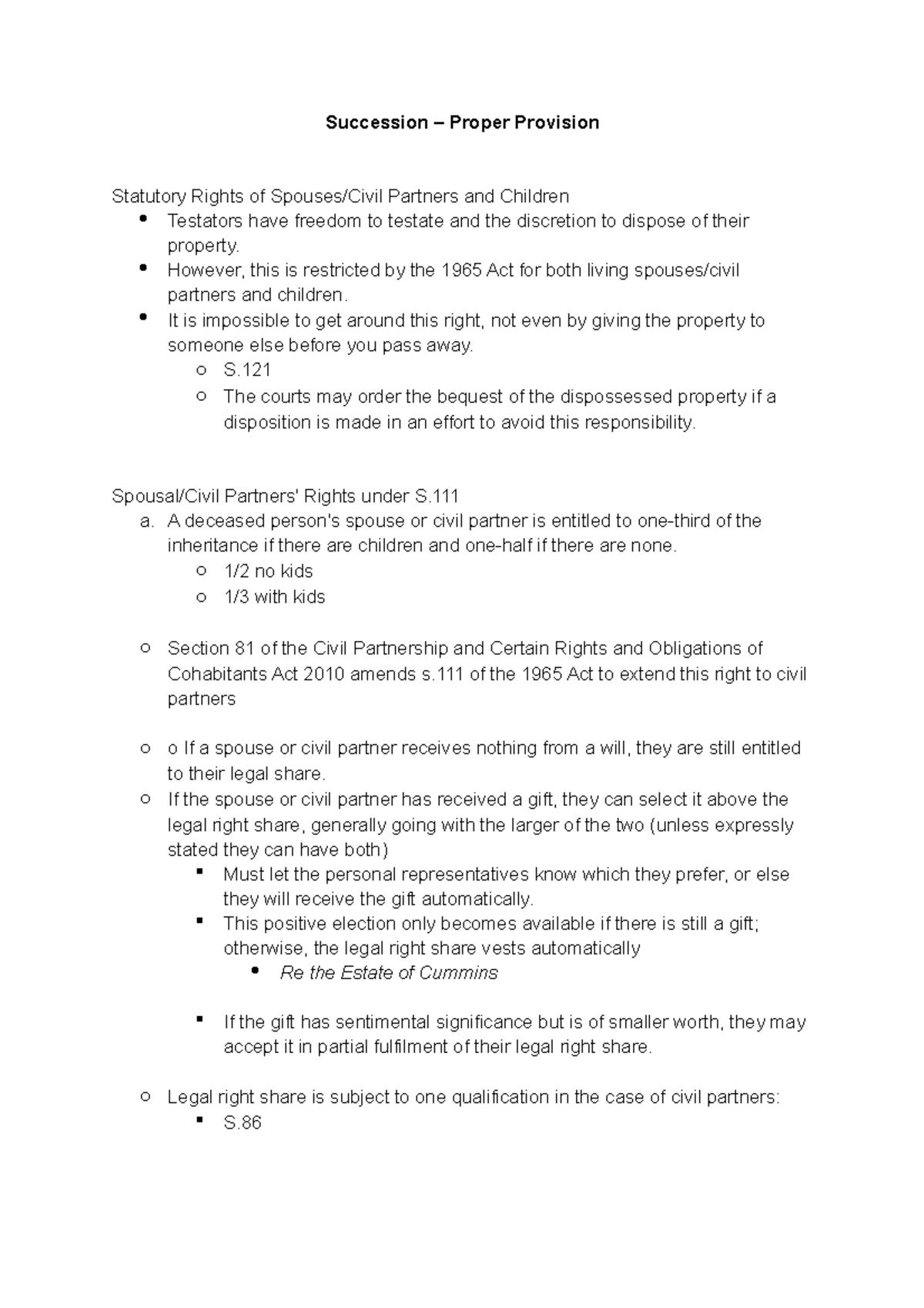 Succession Freedom of Testation Succession Proper Provision