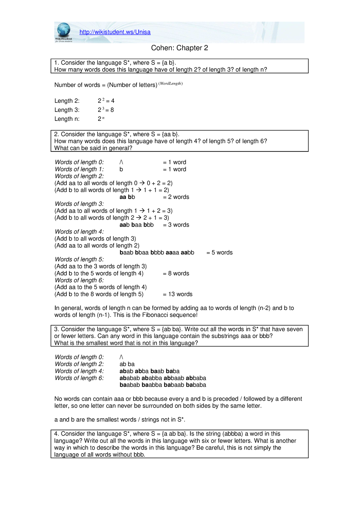 Solution Of Chapter 2 - Cohen: Chapter 2 Consider The Language S ...