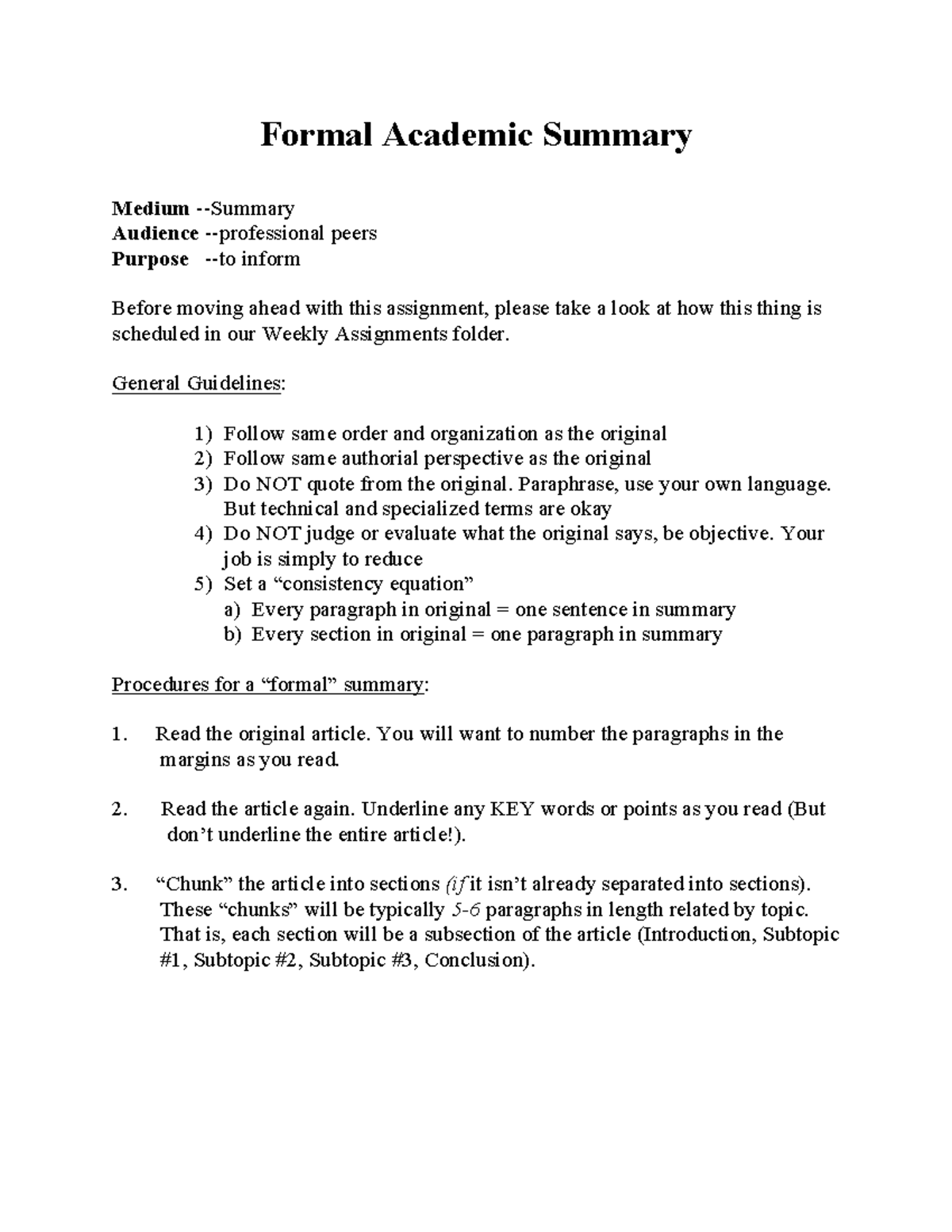 Formal Academic Summary Formal Academic Summary Medium Summary