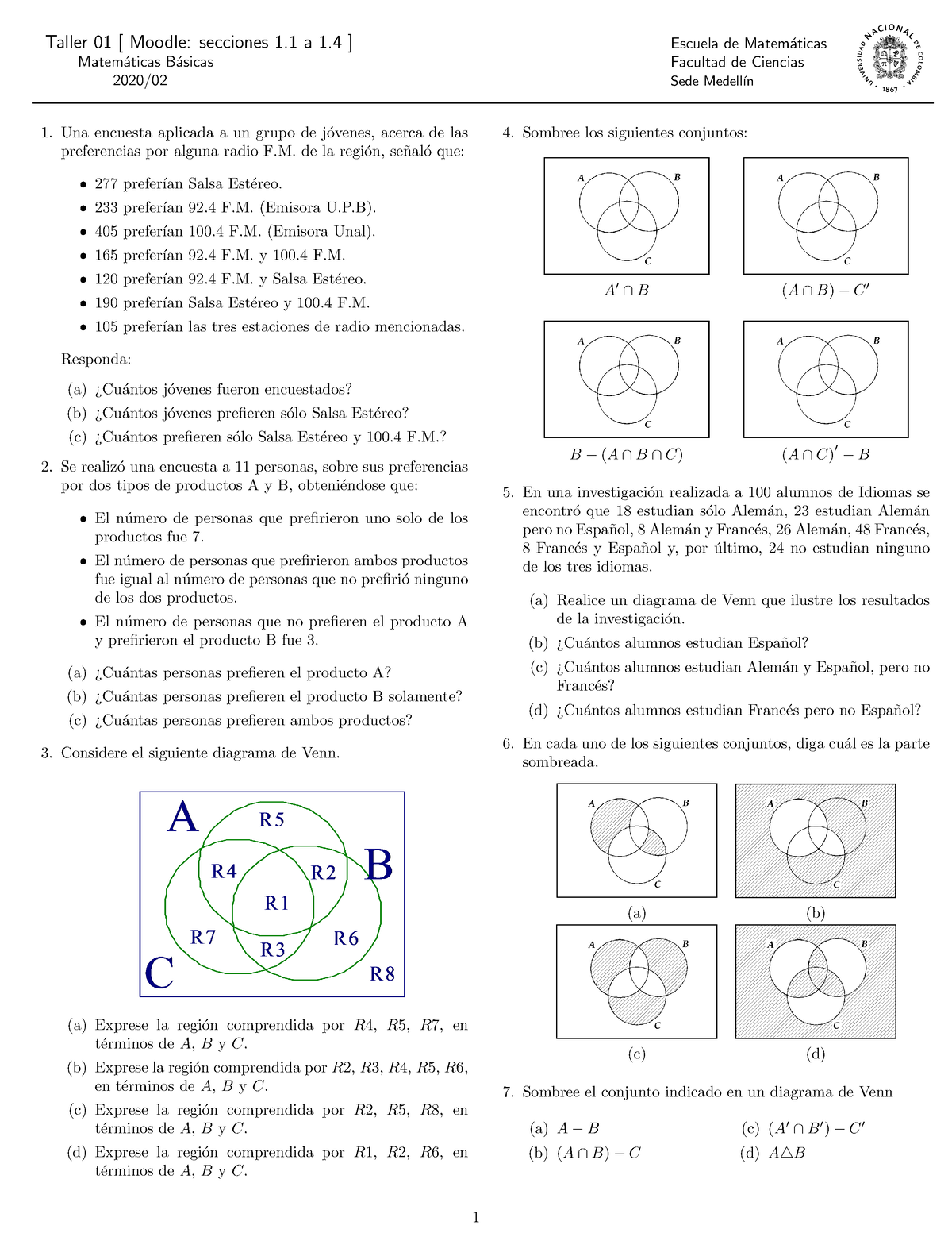 Taller Mate Basicas - Taller 01 [ Moodle: Secciones 1 A 1 ] Matem ...