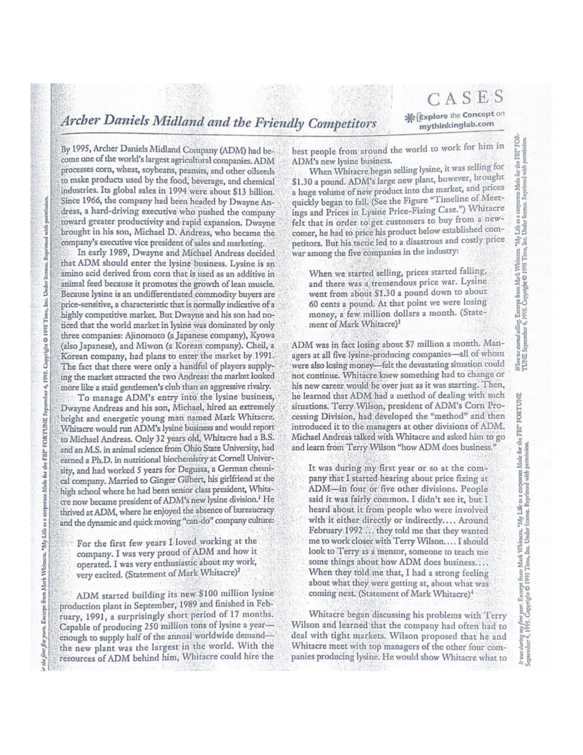 Archer Daniels Midland and the Friendly Competitors - Case study - Studocu