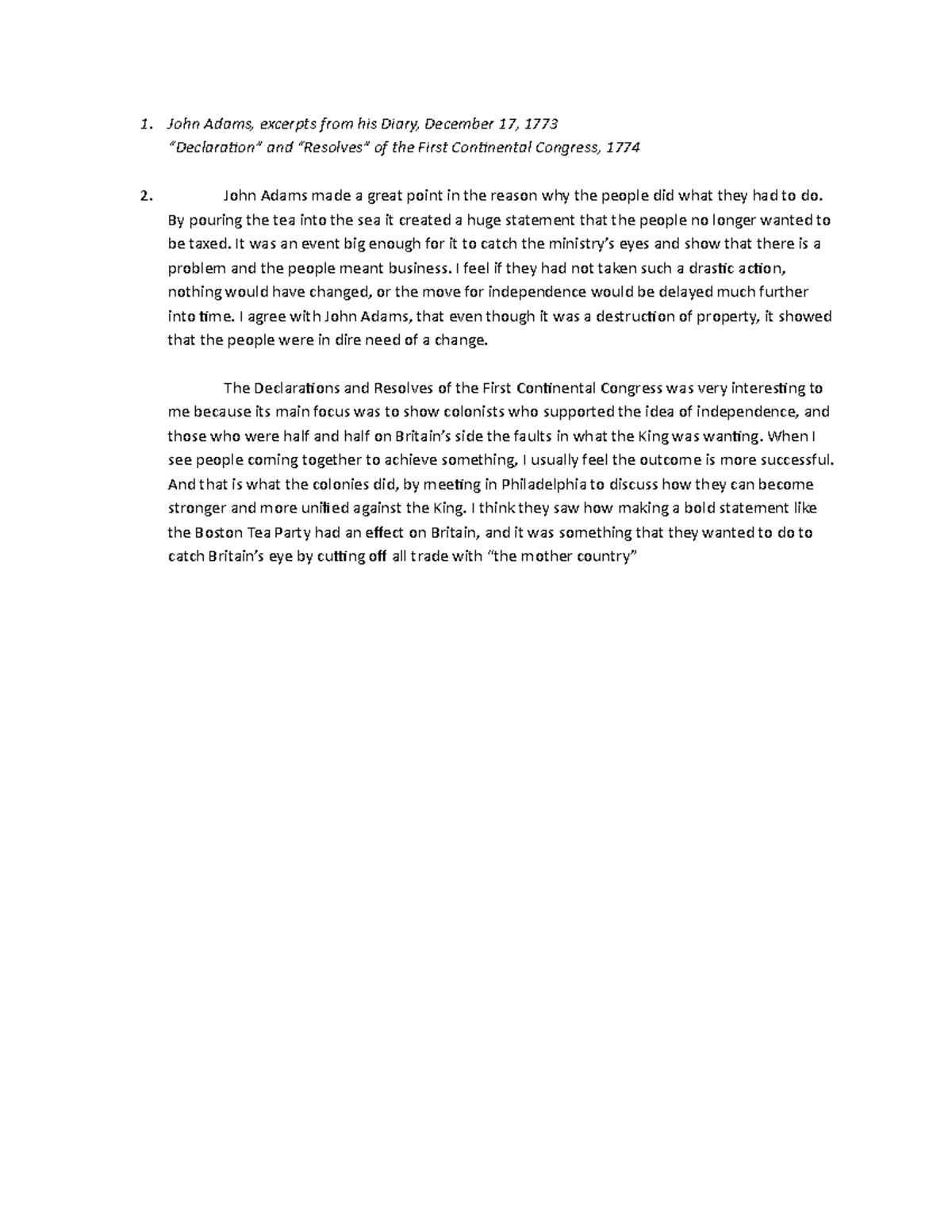 Chapter 2 - assignment for history class that is required - 1. John ...