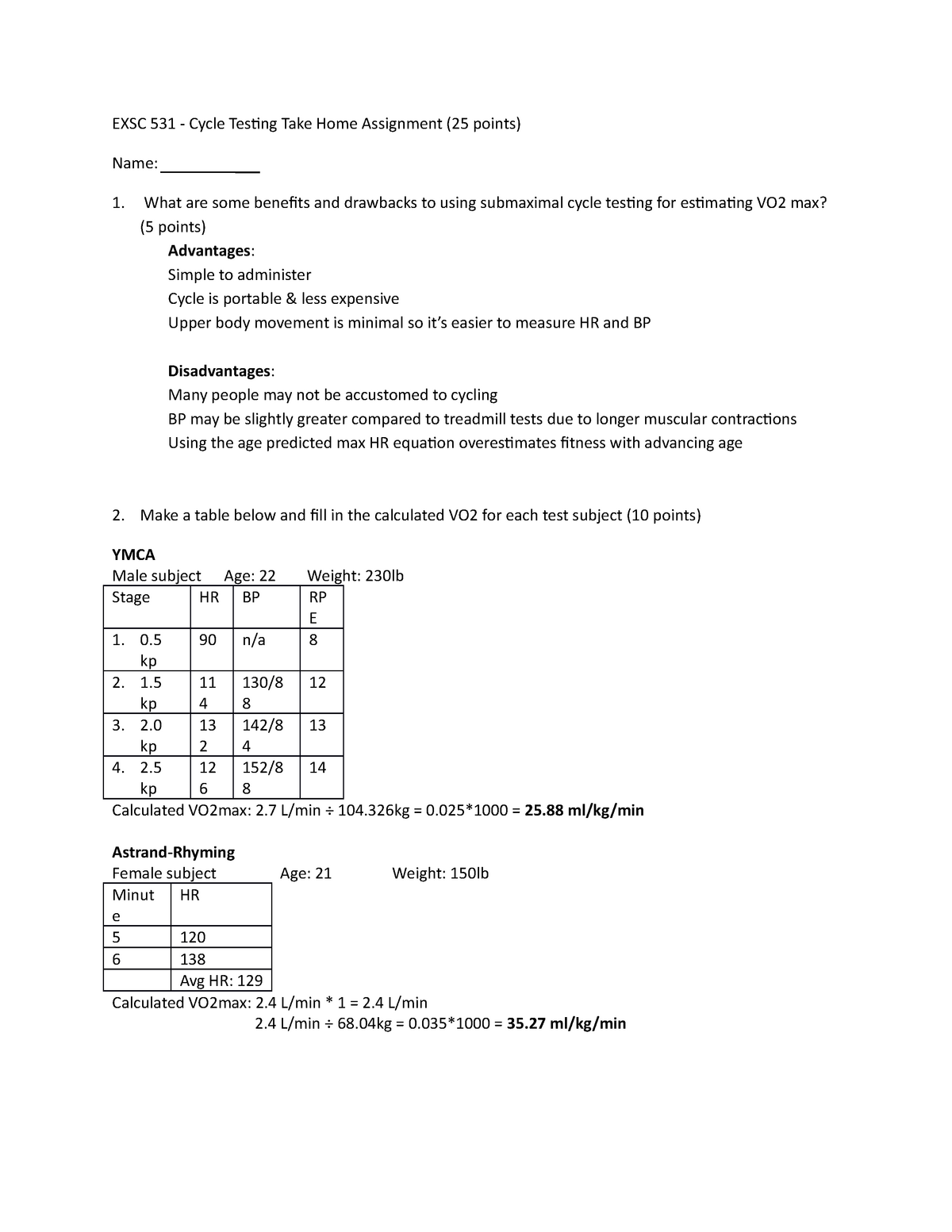 Cycle Testing Take Home Assignment Exsc 531l Studocu