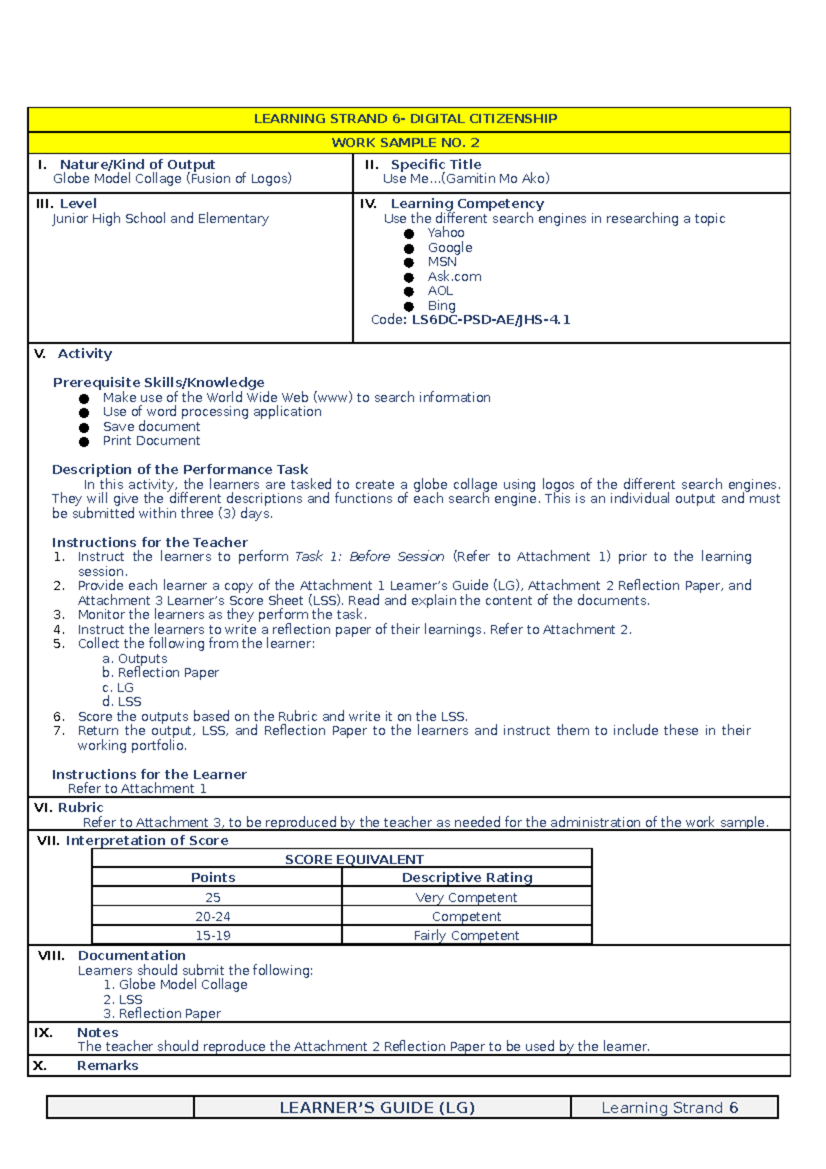 LS6 USE-ME - study - LEARNING STRAND 6- DIGITAL CITIZENSHIP WORK SAMPLE ...