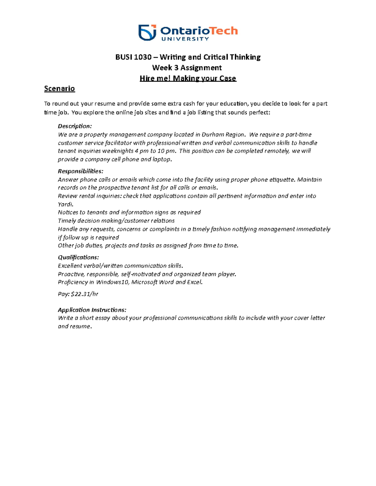 Lesson 3 Assignment v3 - lecture notes - BUSI 1030 – Writing and ...