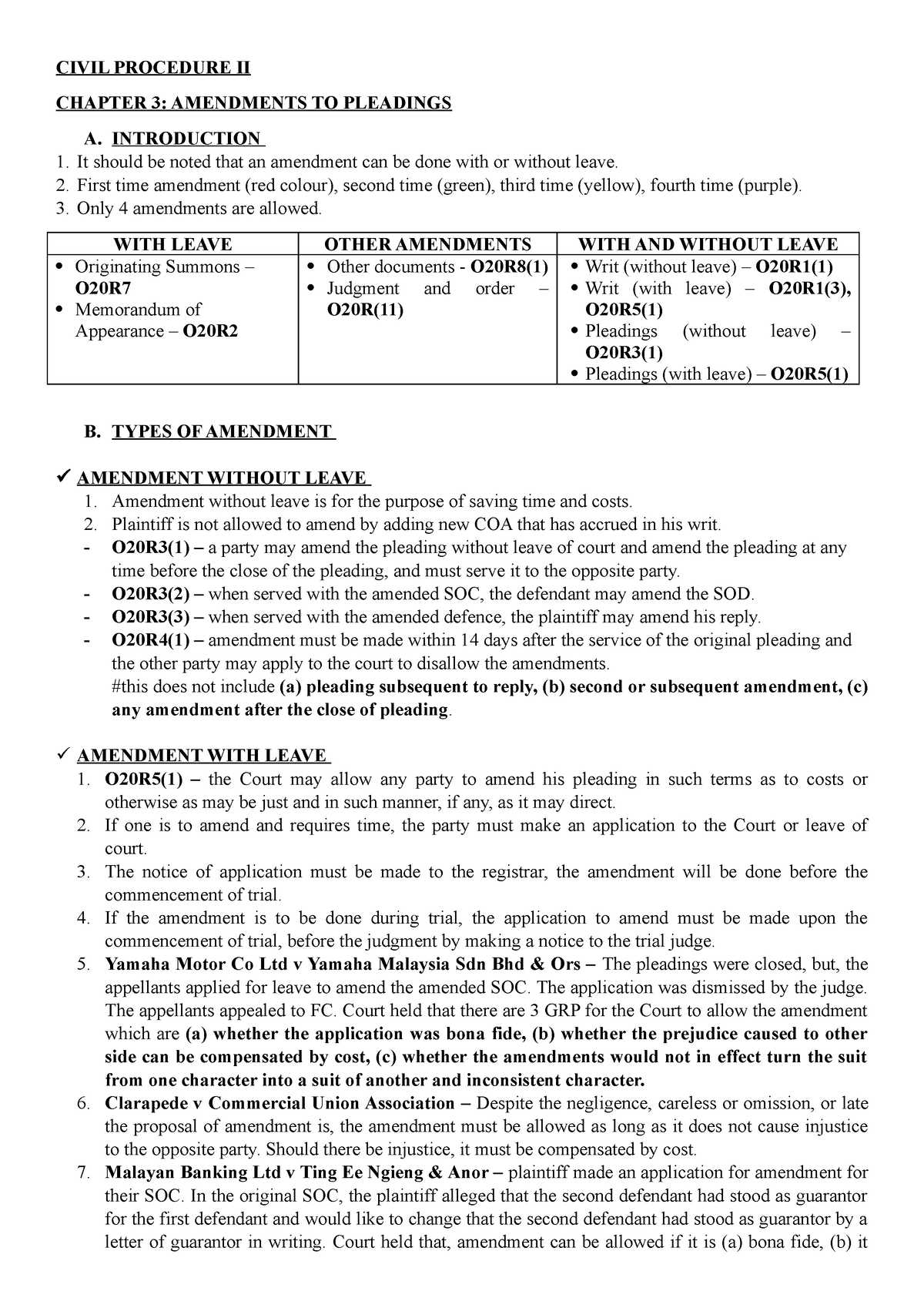 Civil Procedure II - Chapter 3 Amendments - CIVIL PROCEDURE II CHAPTER ...