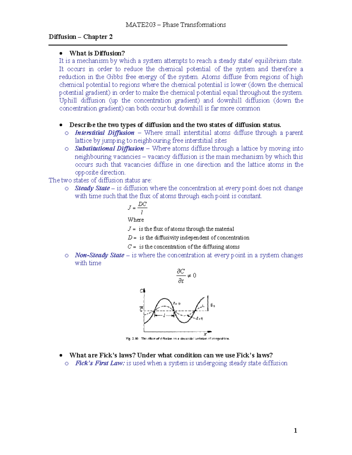 Phase Transformations - Lecture notes - MATE203 Notes - Diffusion ...