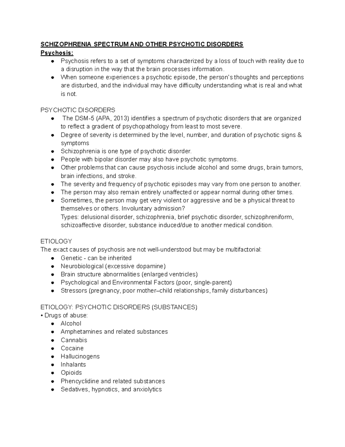 Schizophrenia Spectrum AND Other Psychotic Disorders - SCHIZOPHRENIA ...