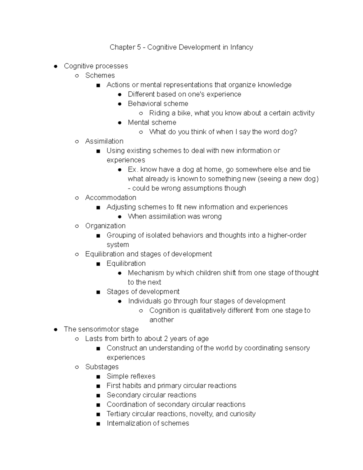 Chapter 5 - Cognitive Development in Infancy Lecture Notes - Chapter 5 ...