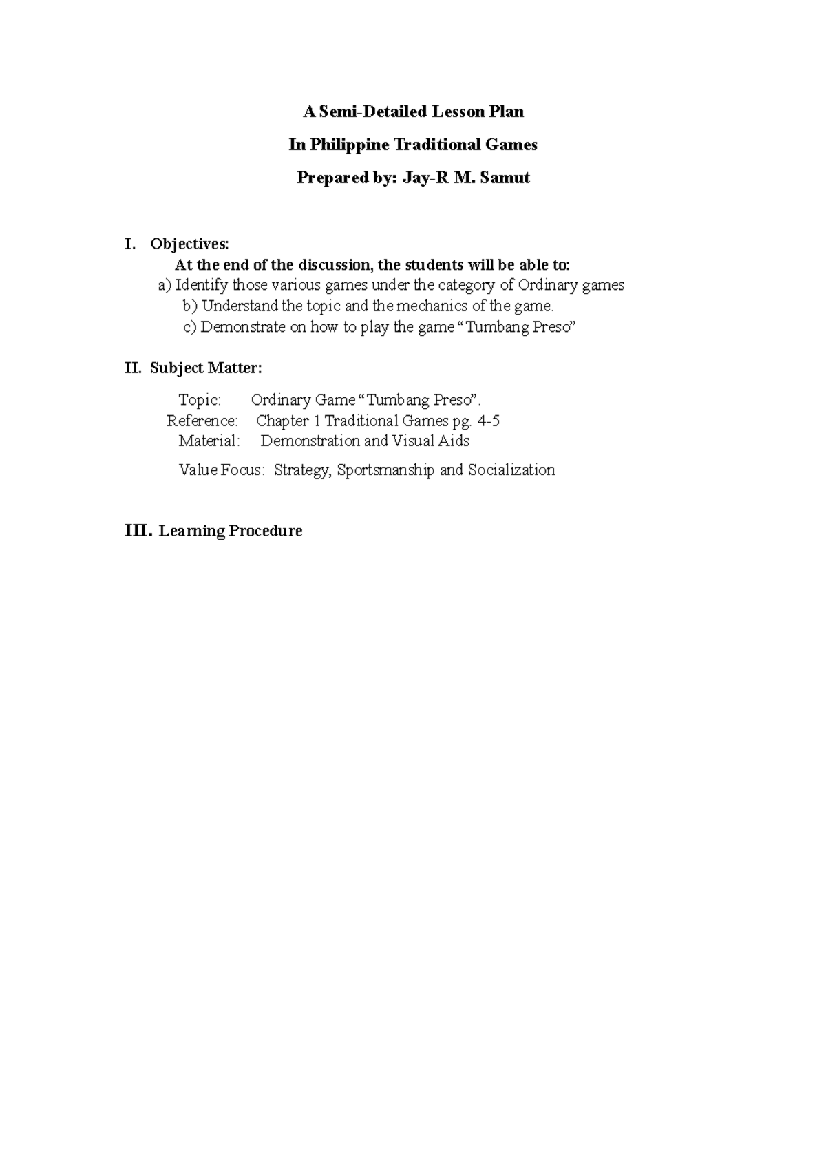 Lesson Plan 2 - mnasbchjbjcbjchjkASHDJAd - A Semi-Detailed Lesson Plan ...